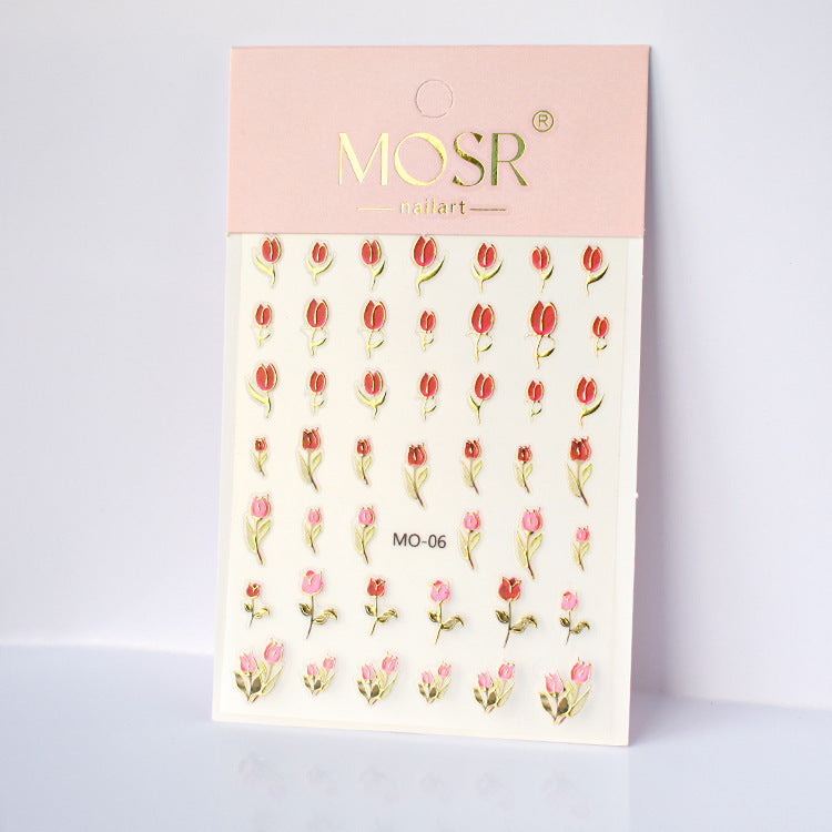 0917 M216- Tulip Embossed Mini sticker 1 Pcs
