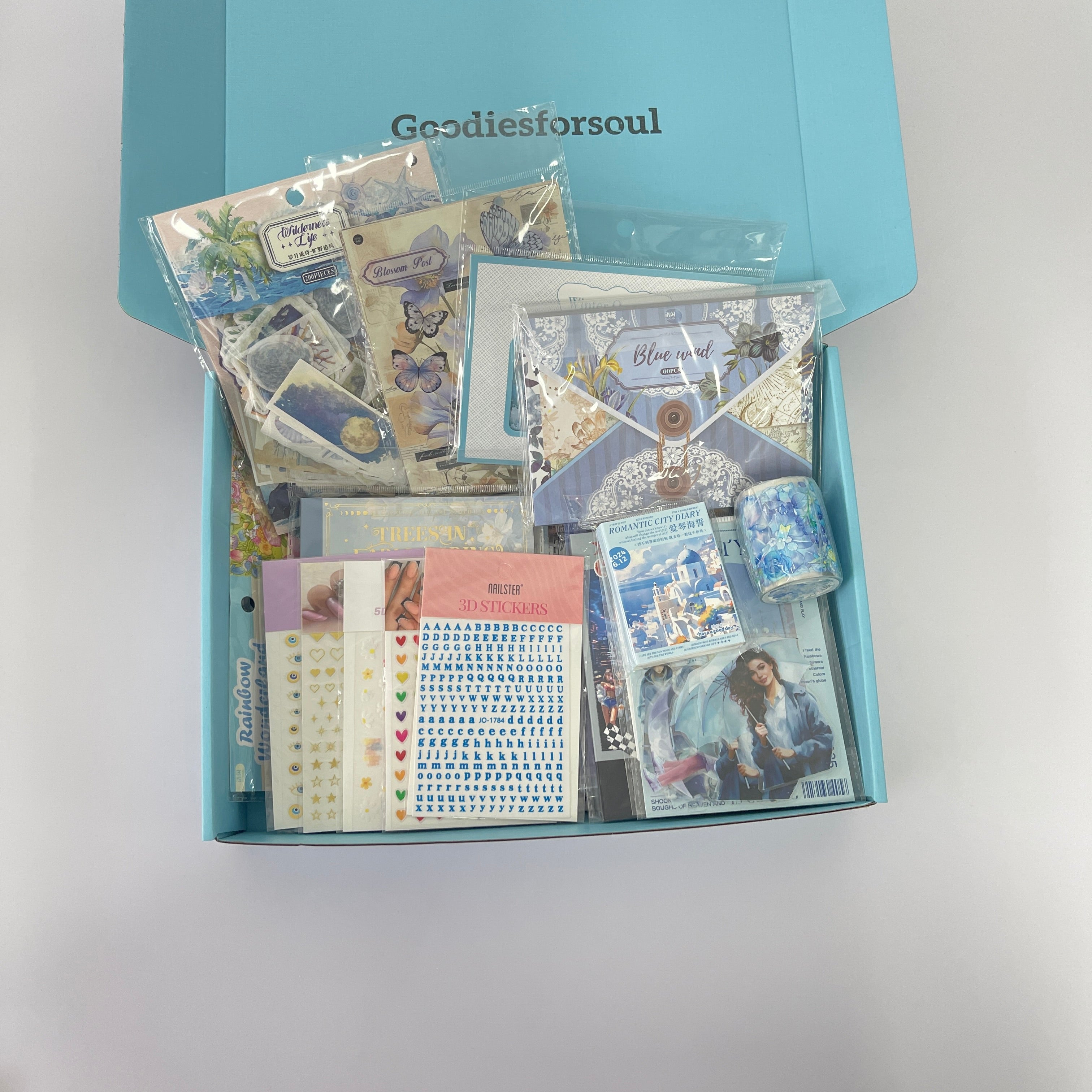 0806 B66 Blue journaling supplies mixed bundle