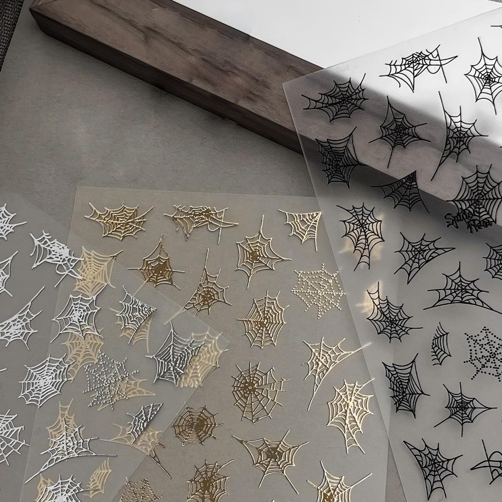 1201 M266- Spider web Embossed Mini sticker 1 Pcs