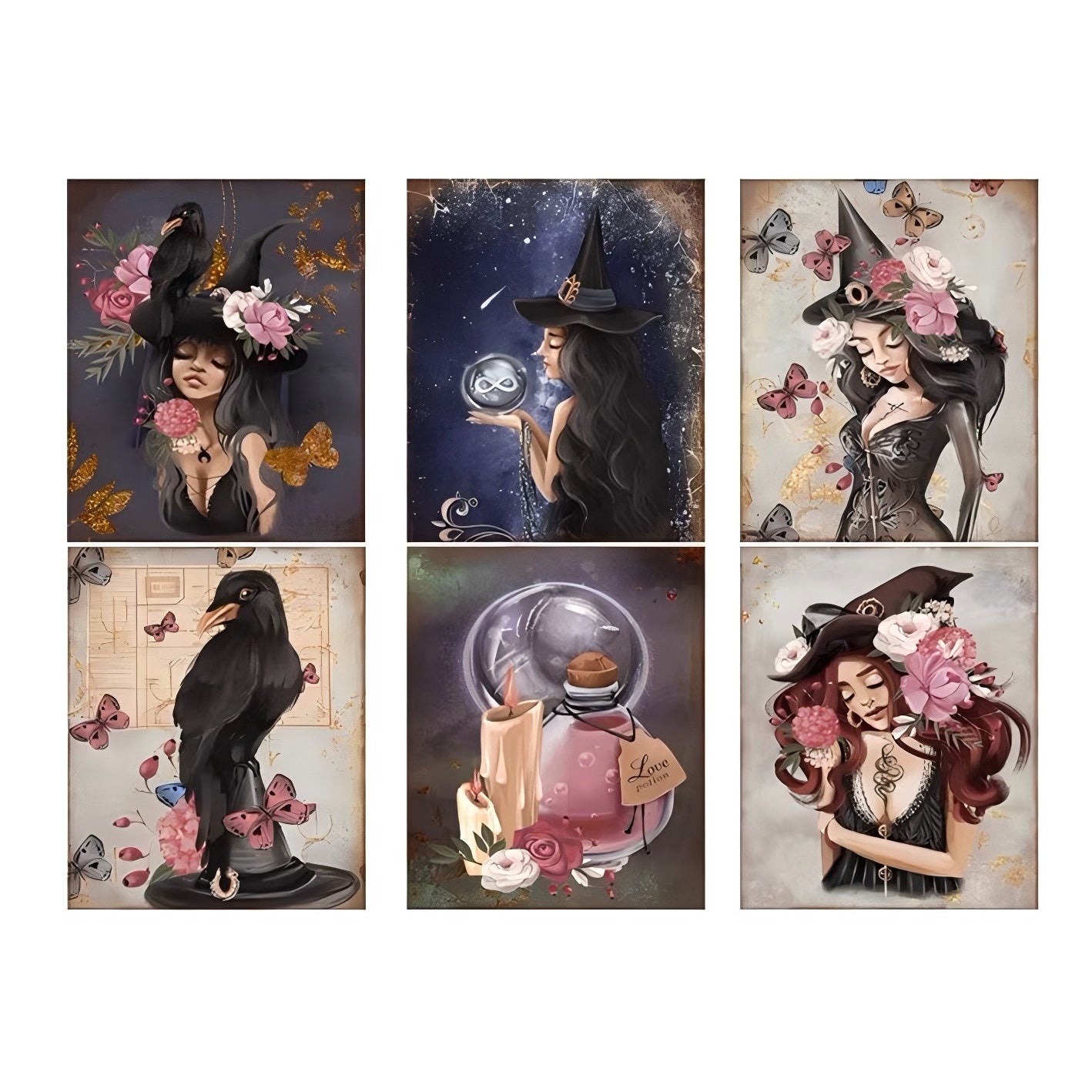 0101 Dark Witch solid sticker with white border -6Pcs each pack