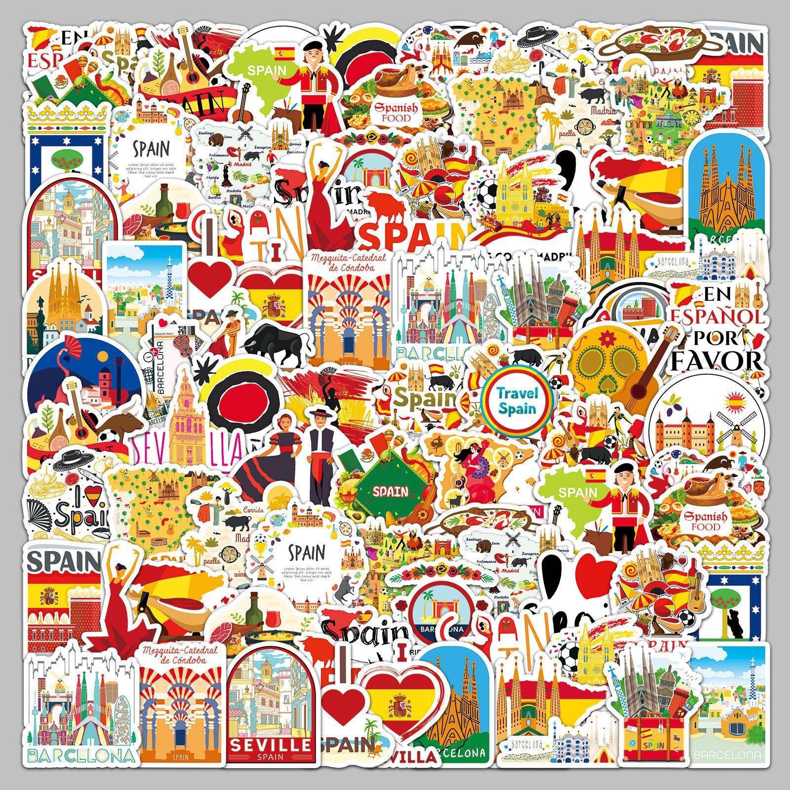 0616 50 Spain Stickers solid with white border