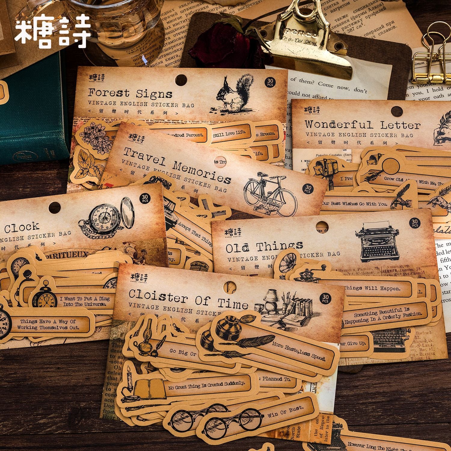 0506 Gramophone Era Series Solid Stickers -30Pcs each pack