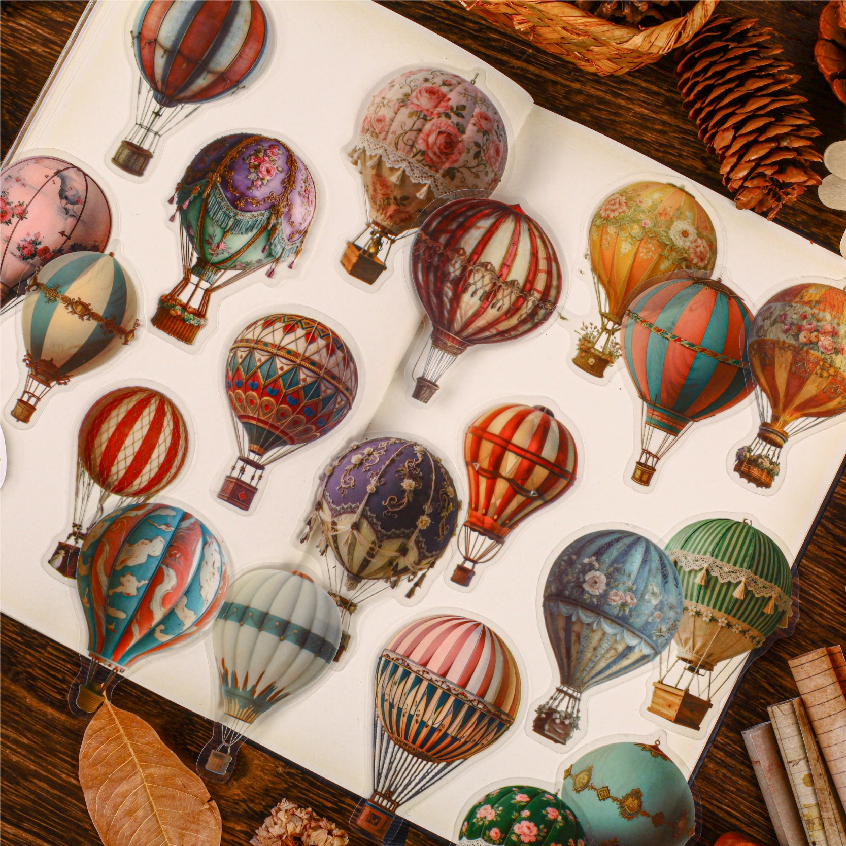 1126 Hot air balloon PET sticker -20Pcs each pack