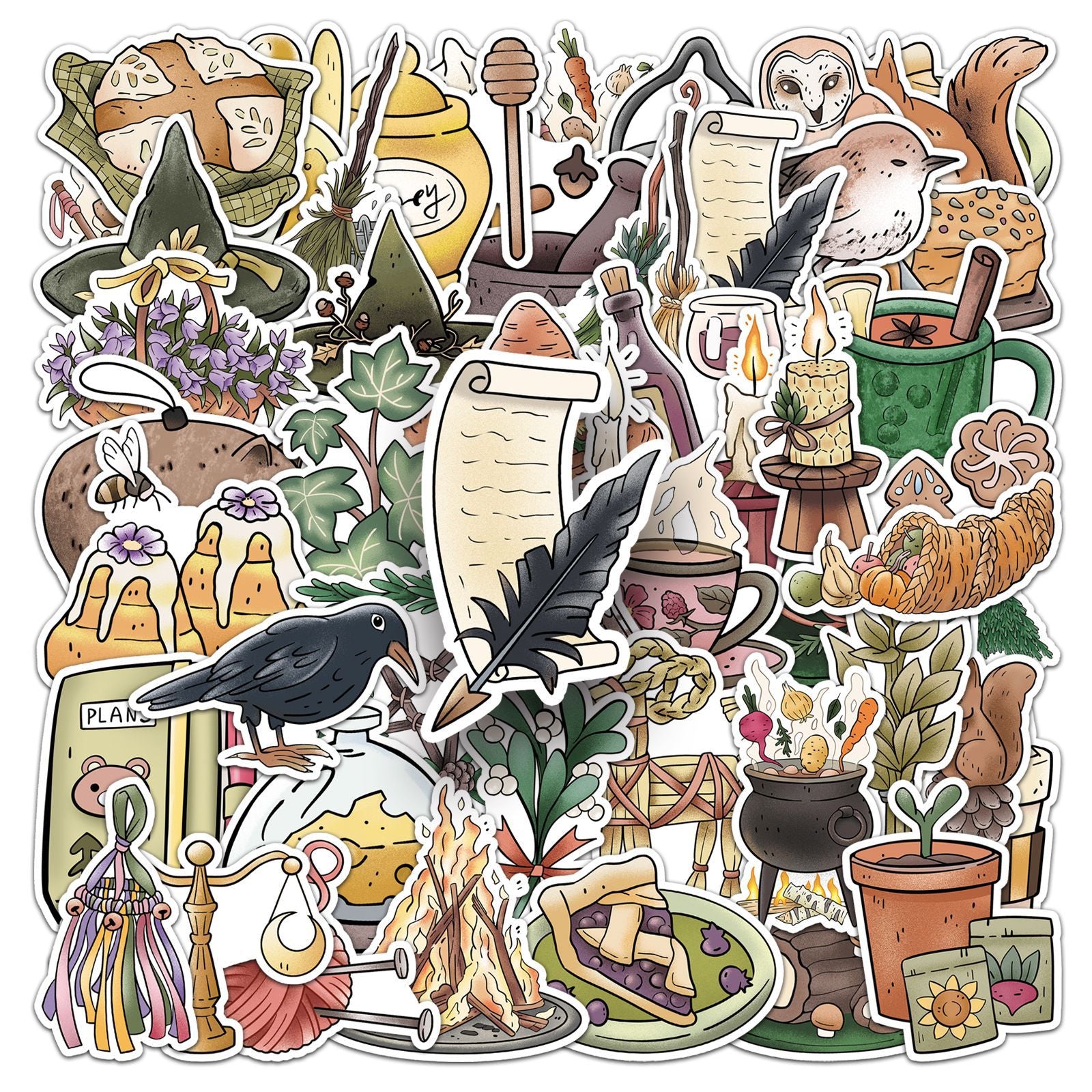0616 50 Forest magic Stickers solid with white border
