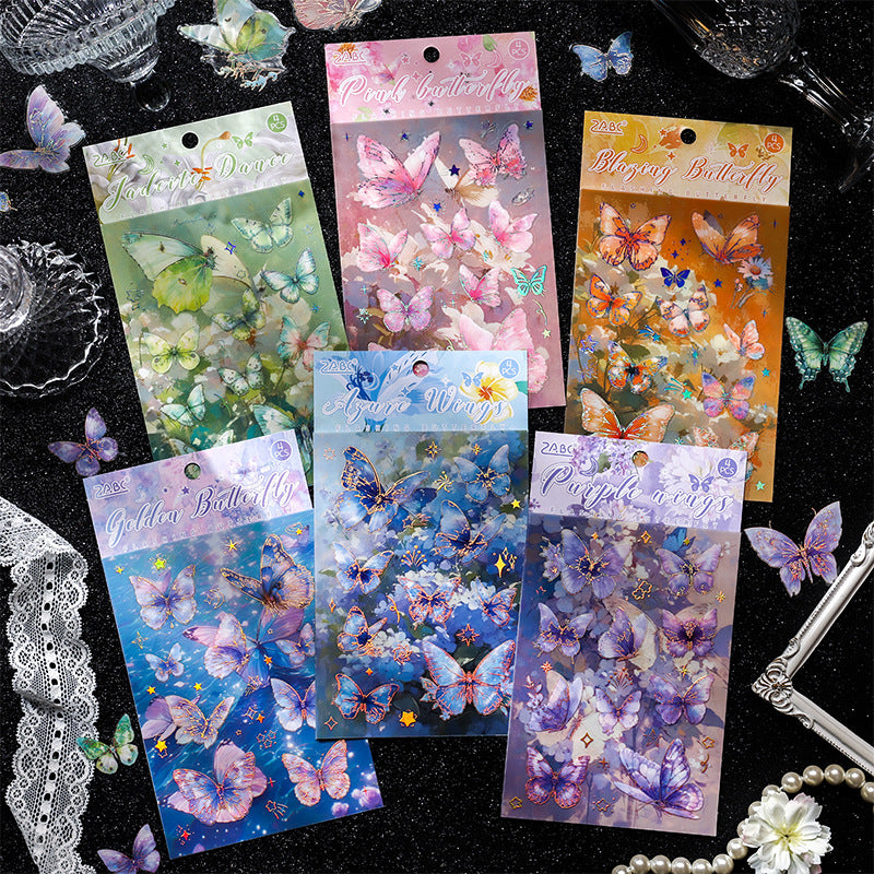 0403 Sparking butterfly shadow Series PET Sticker -4Pcs each pack