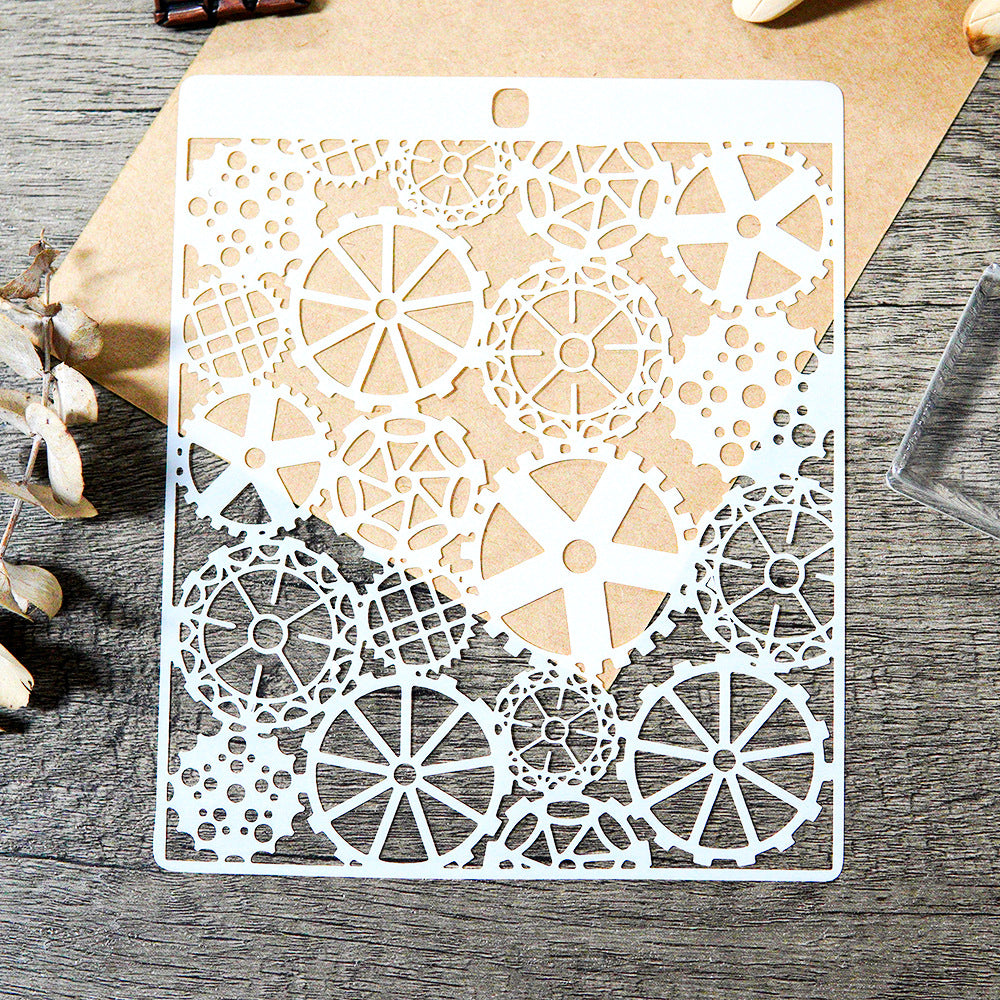 0726 Gear pattern stencil 17.5CM*14.5CM
