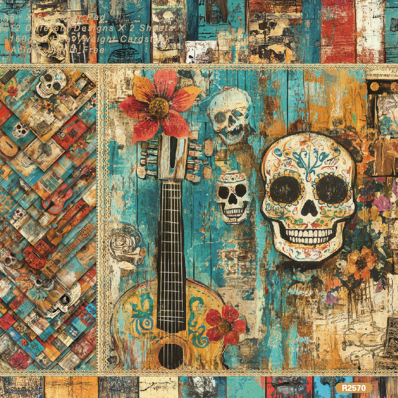 0823 Skull background paper R2570 -24Pcs each pack
