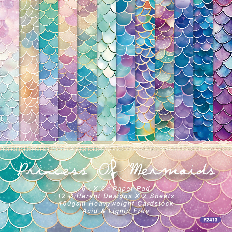 0706 Princess of Mermaids Background Paper R2413 -24Pcs each pack