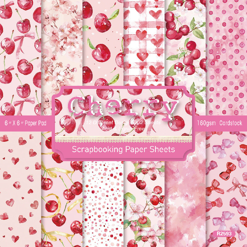 260123 Cherry background paper R2593 -24Pcs each pack