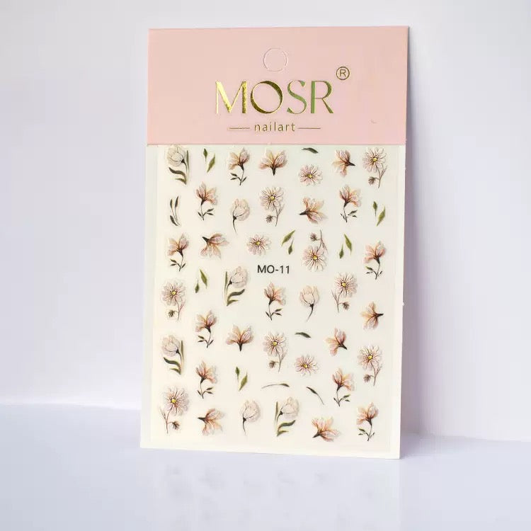 0917 M214- Chrysanthemum Embossed Mini sticker 1 Pcs