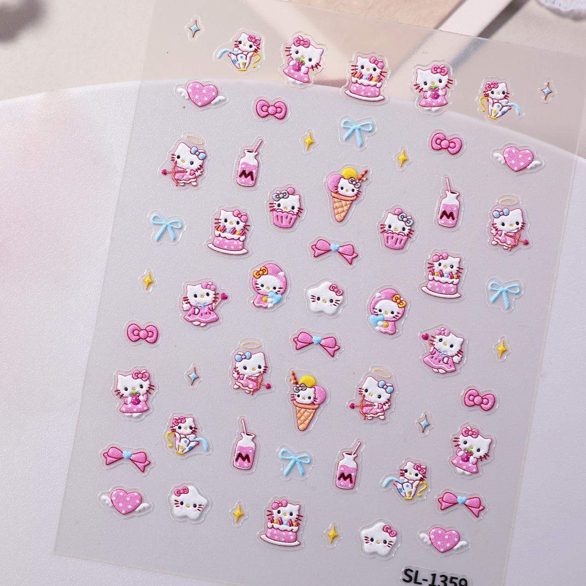 1022 M248- Pink HelloKitty Embossed Mini sticker 1 Pcs