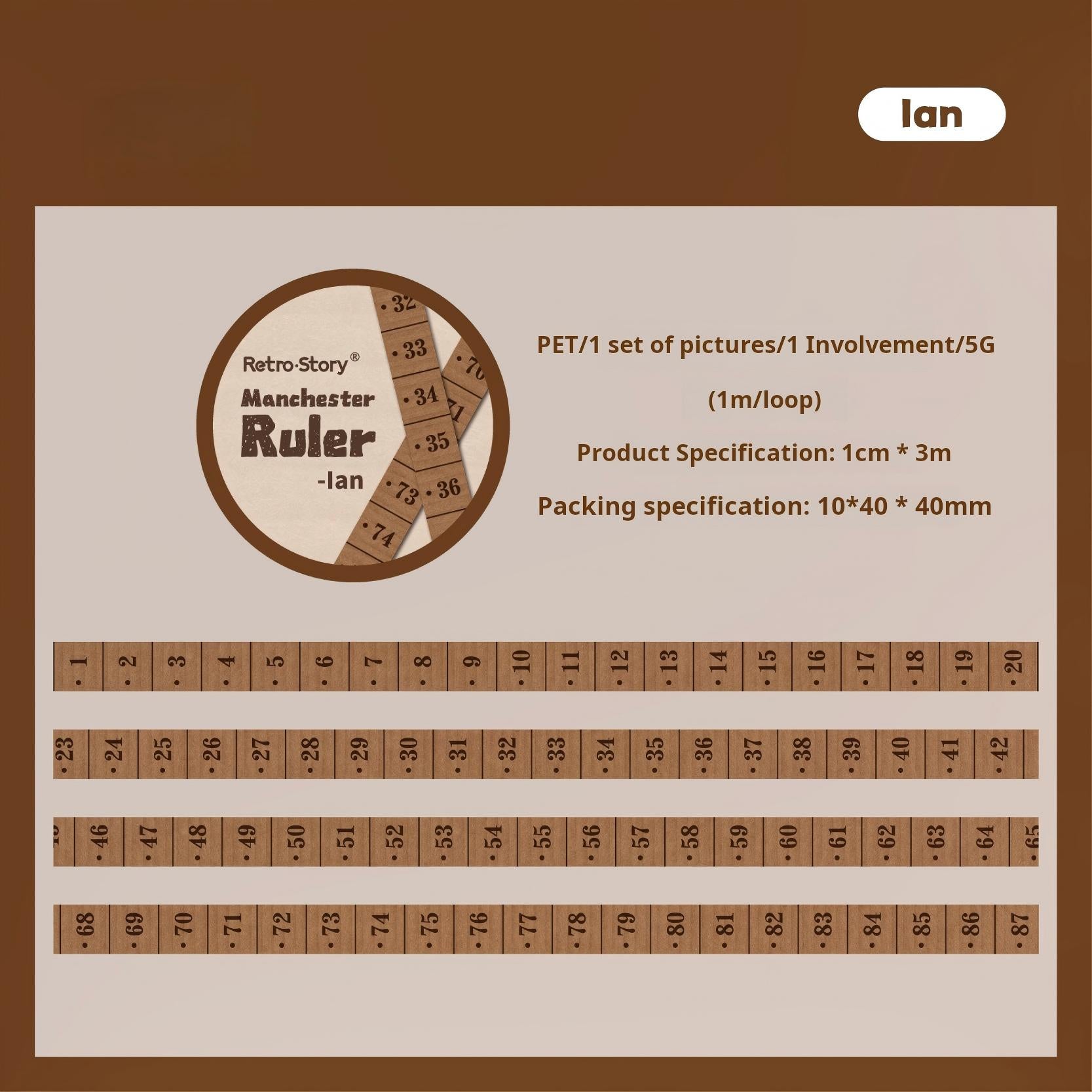 1112 Vintage ruler Washi Tape -1cm*3m