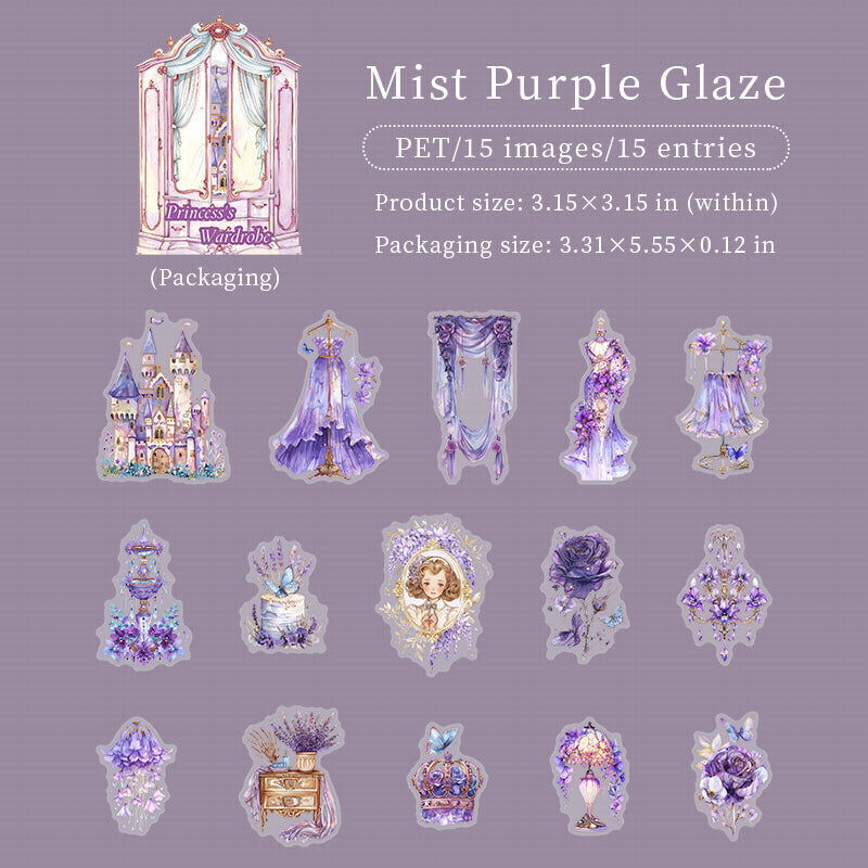 Princess Wardrobe PET Stickers -15Pcs each pack