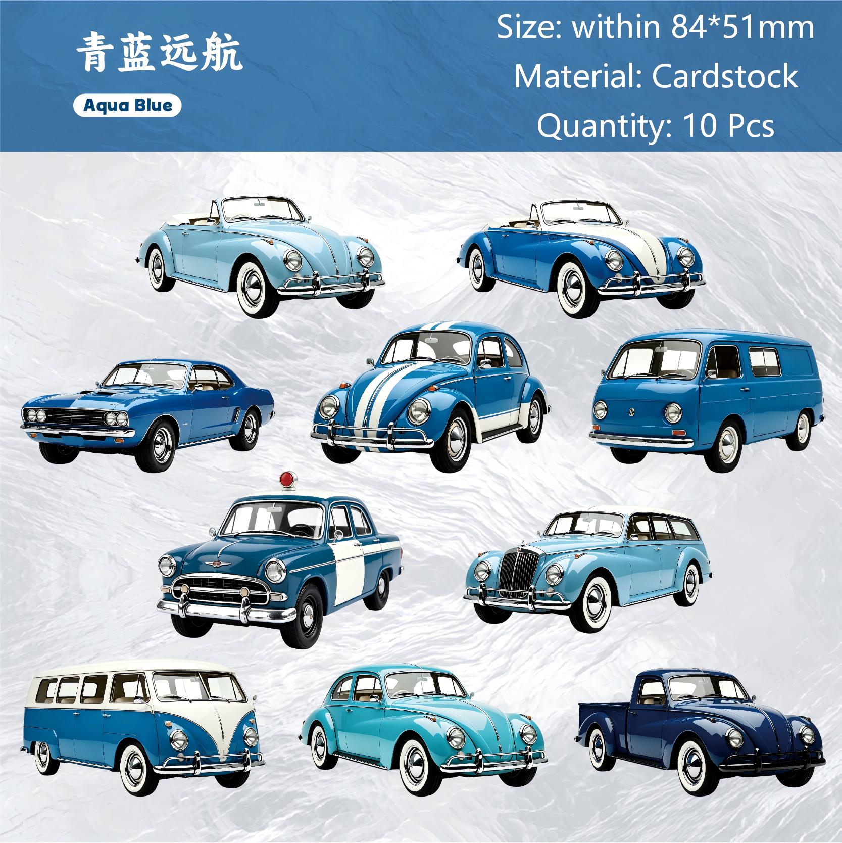 Vintage Vehicle Collection Cardstock Stickers -10Pcs each pack