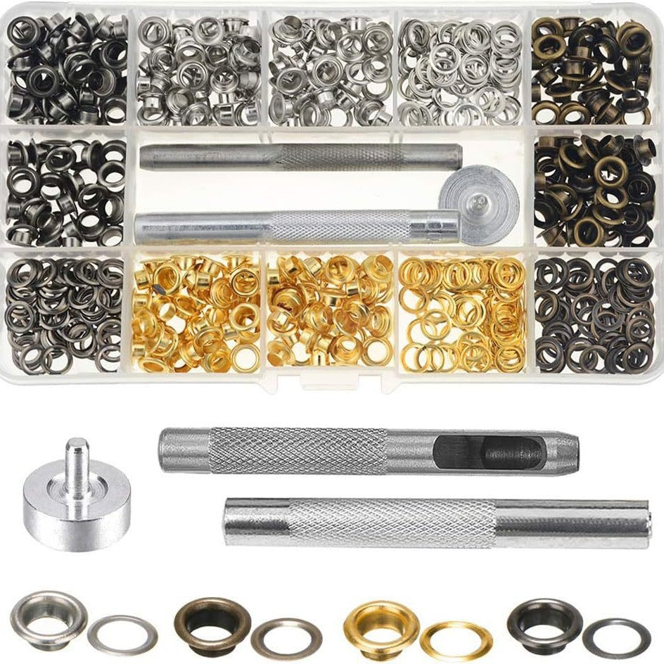 Metal Eyelets, Grommets Kit, Multi-Color Grommets Kit, 4 Colors 5mm