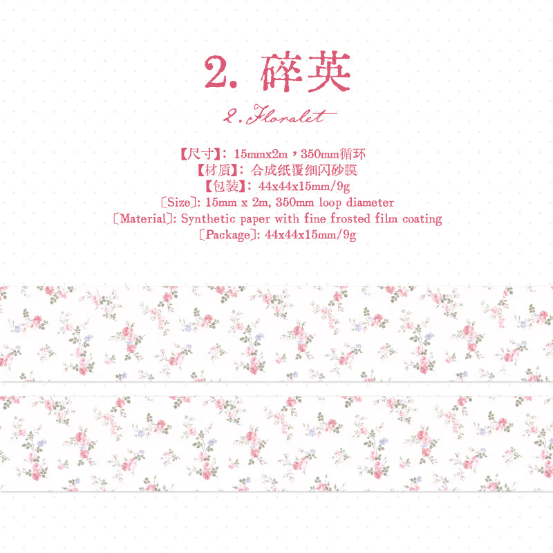 Light Salt Floral Tales Paper Tape (1.5cm x 2m)