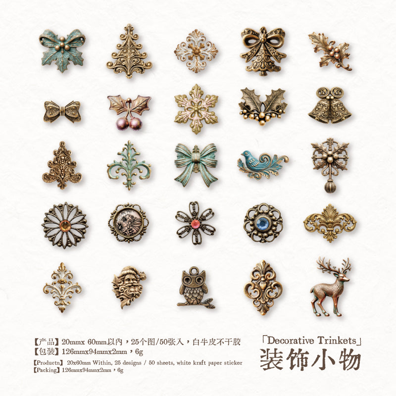 260411 Vintage Objects Solid sticker -50Pcs each pack
