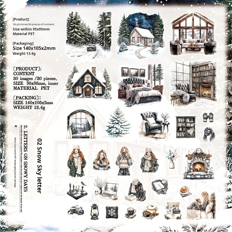 260102 Winter day PET sticker -30Pcs each pack