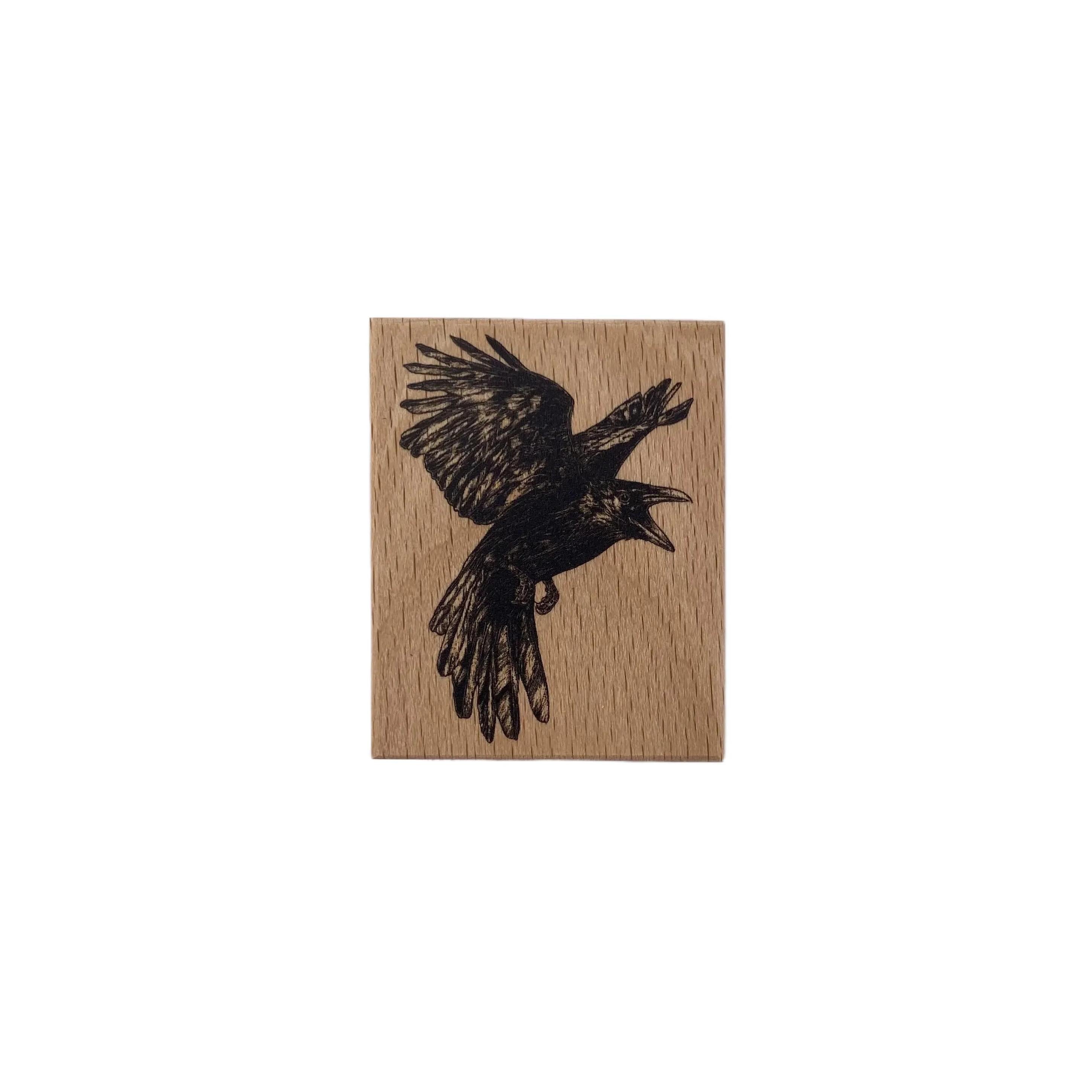Screaming Crow wooden stamp 5*4 cm