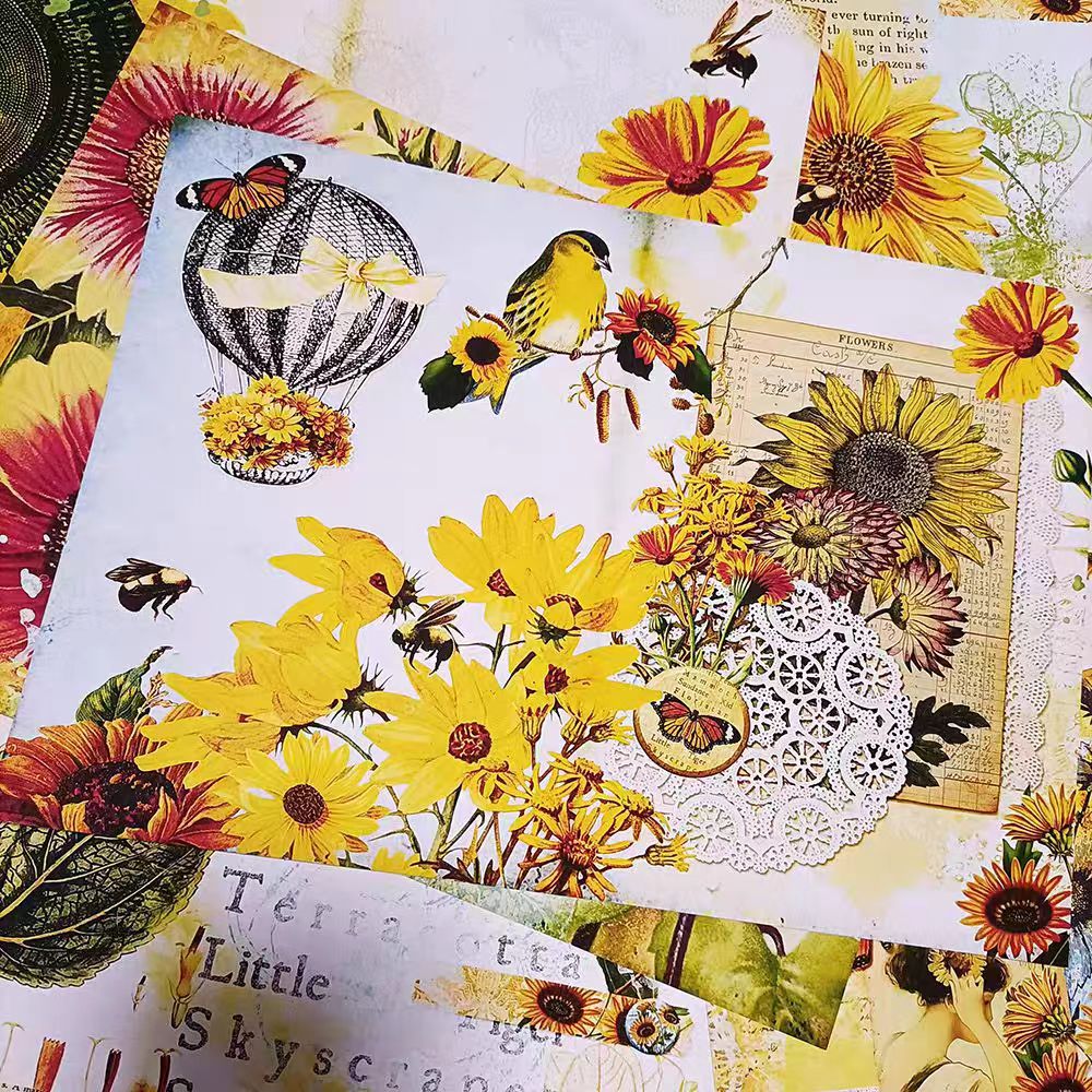 0426 A4 size sunflower Style Paper 8 pcs