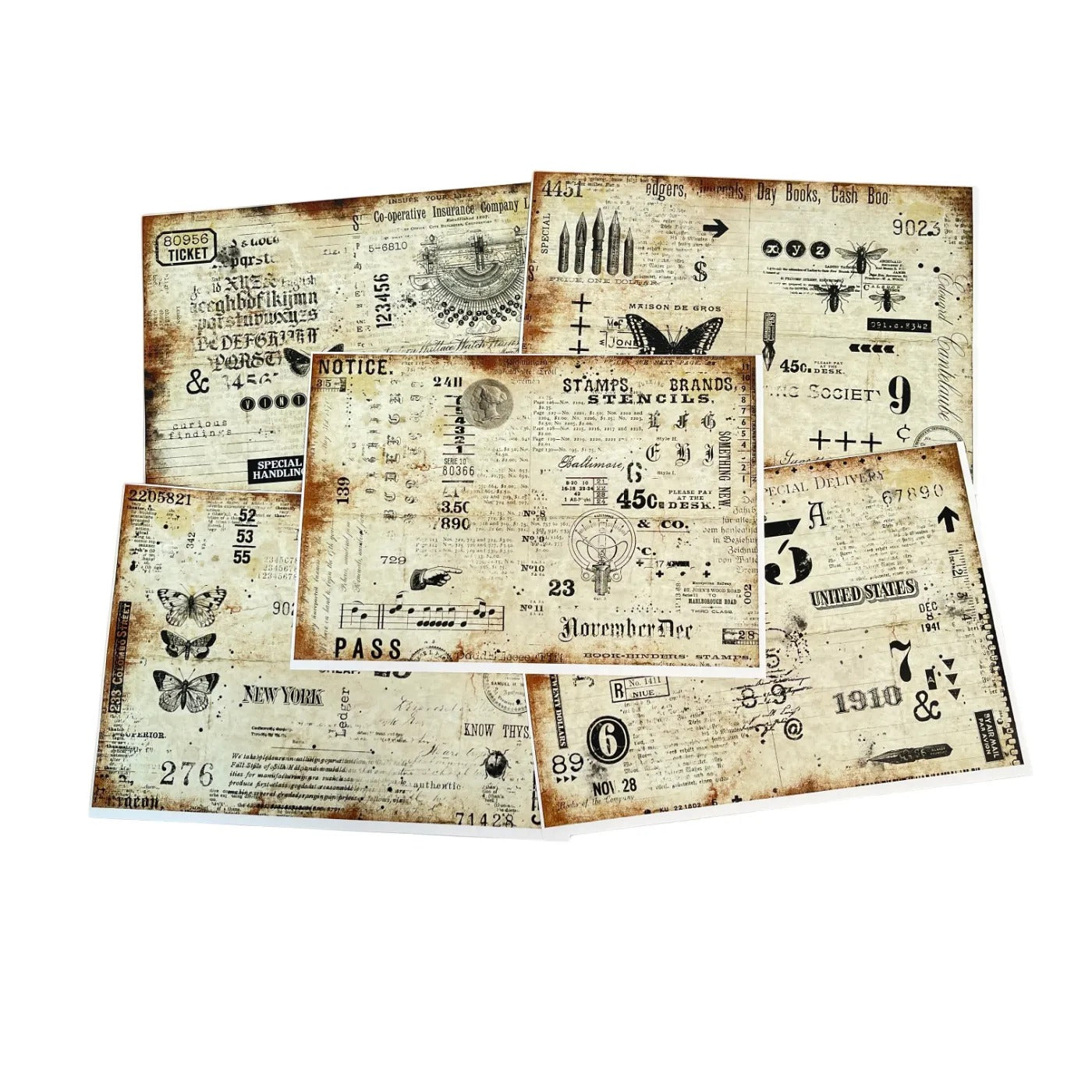 0521 A4 size steampunk butterfly background paper 5 pcs