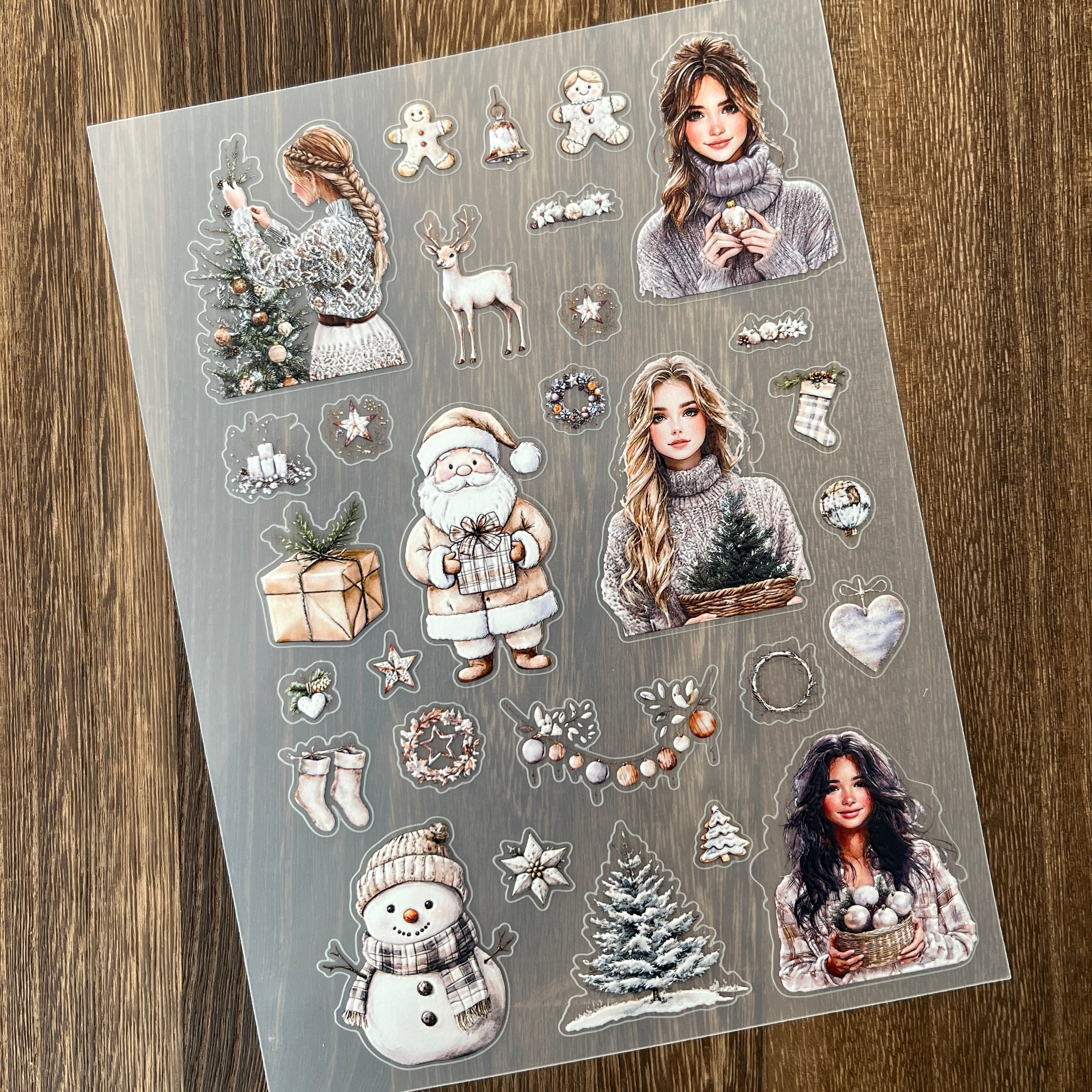 3D Pastoral Christmas PET Stickers 1pcs