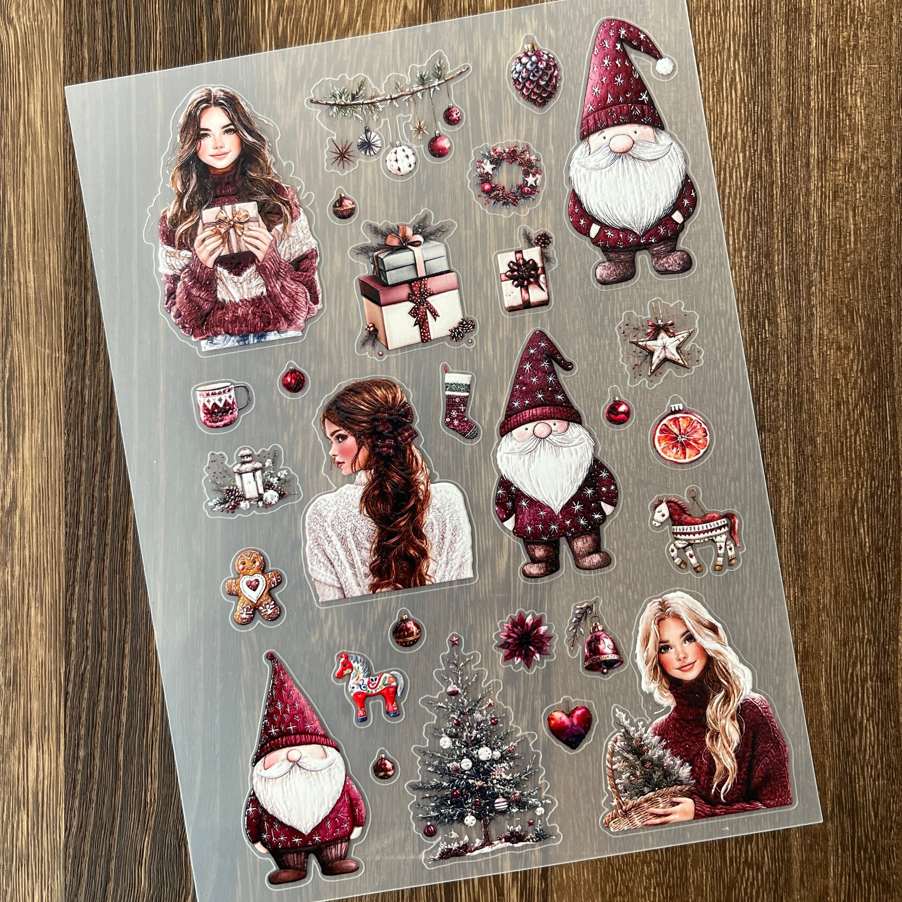 3D Nordic christmas PET Stickers 1pcs