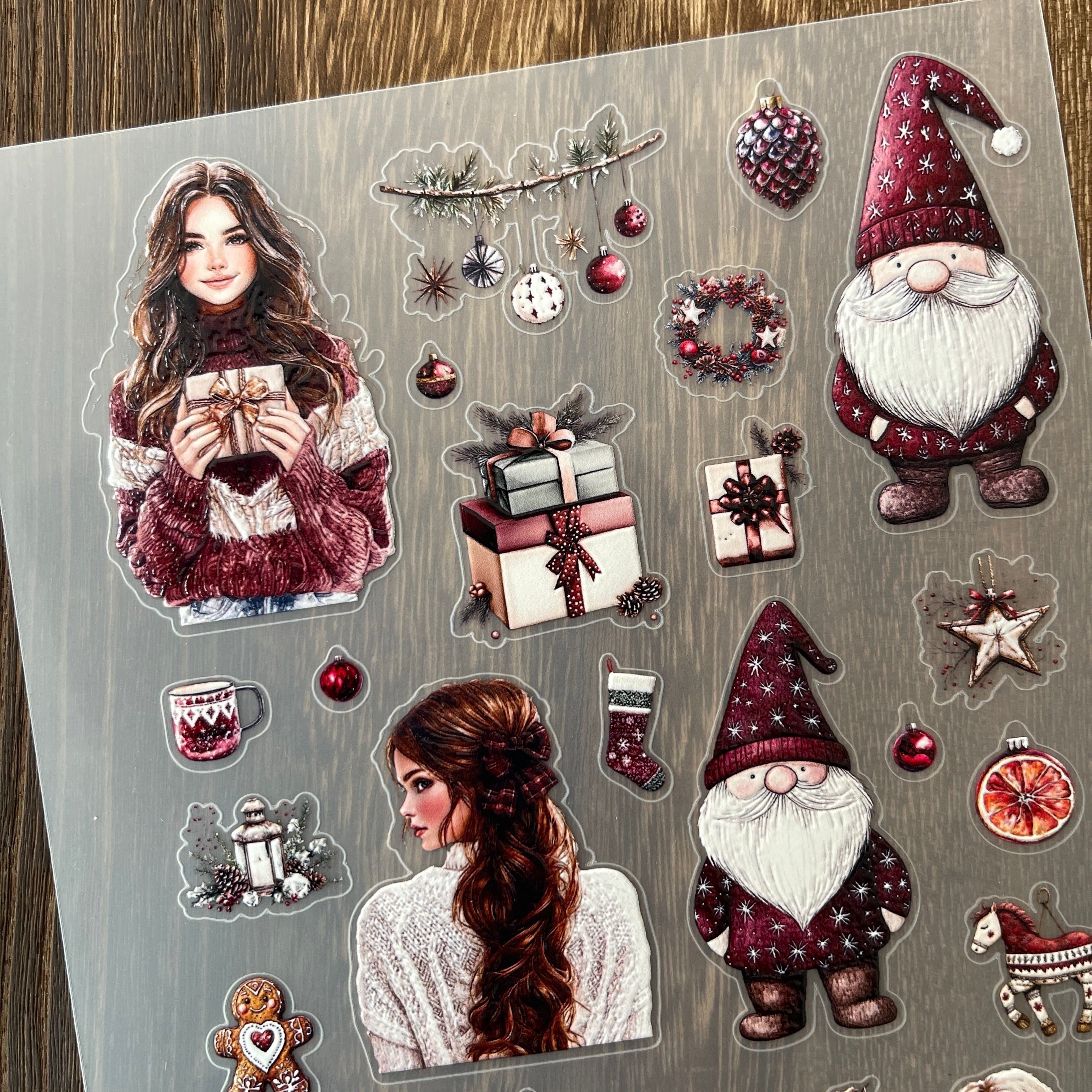 3D Nordic christmas PET Stickers 1pcs