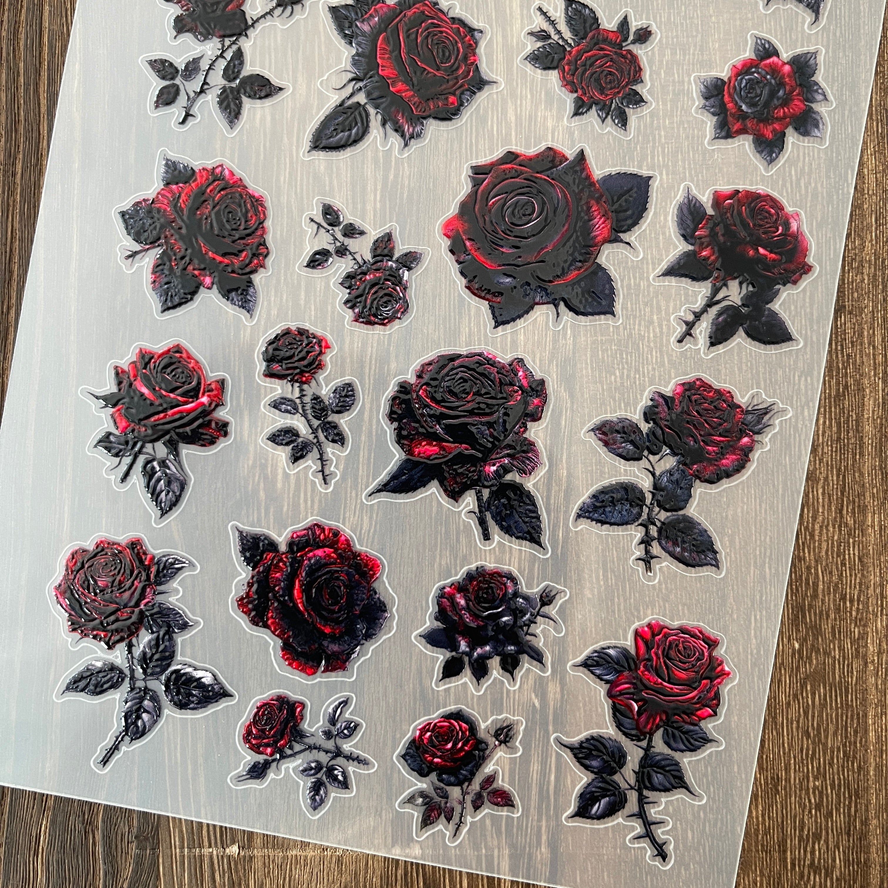 3D Red rose PET Stickers 1pcs