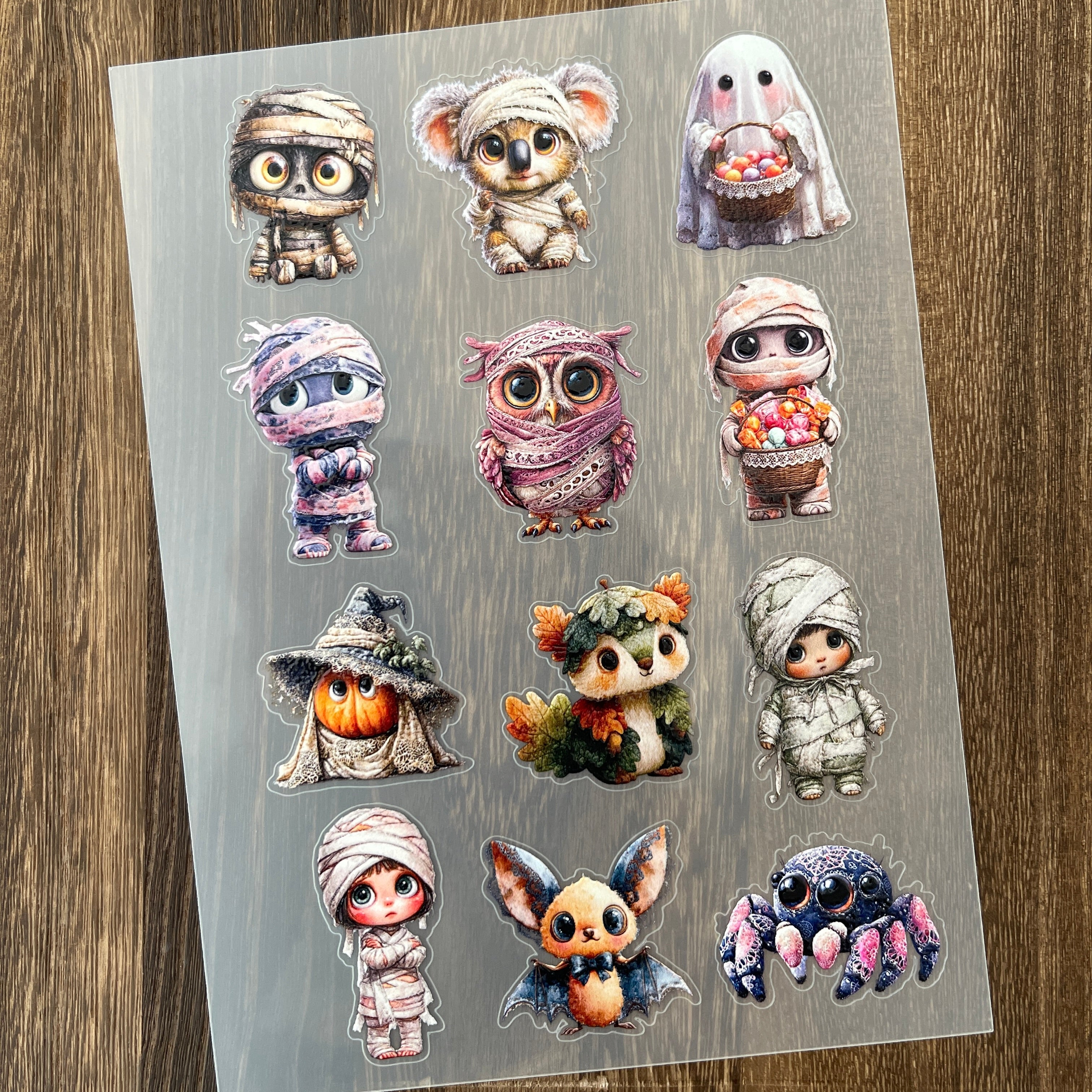 3D Halloween Animal Mummies PET Stickers 1pcs