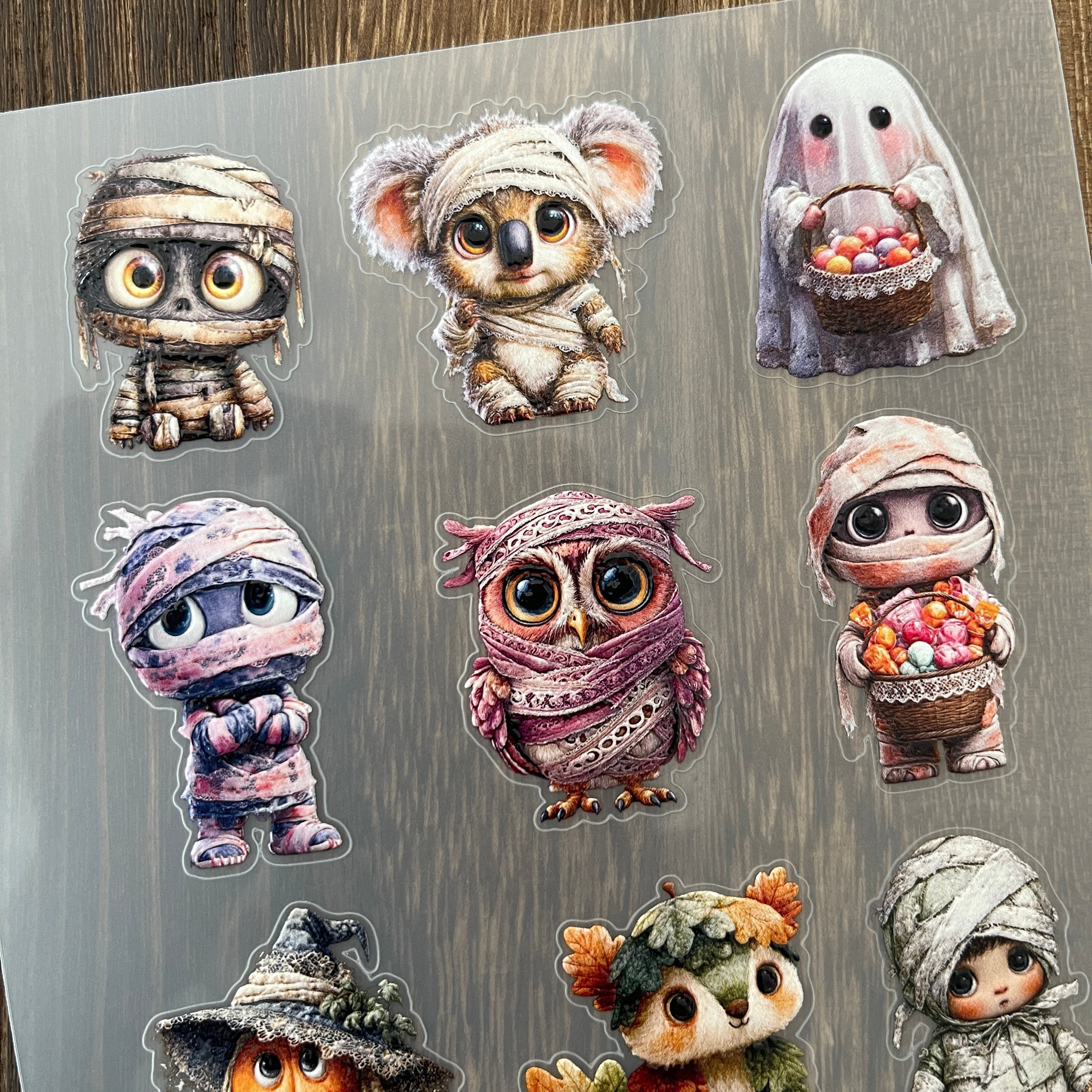 3D Halloween Animal Mummies PET Stickers 1pcs