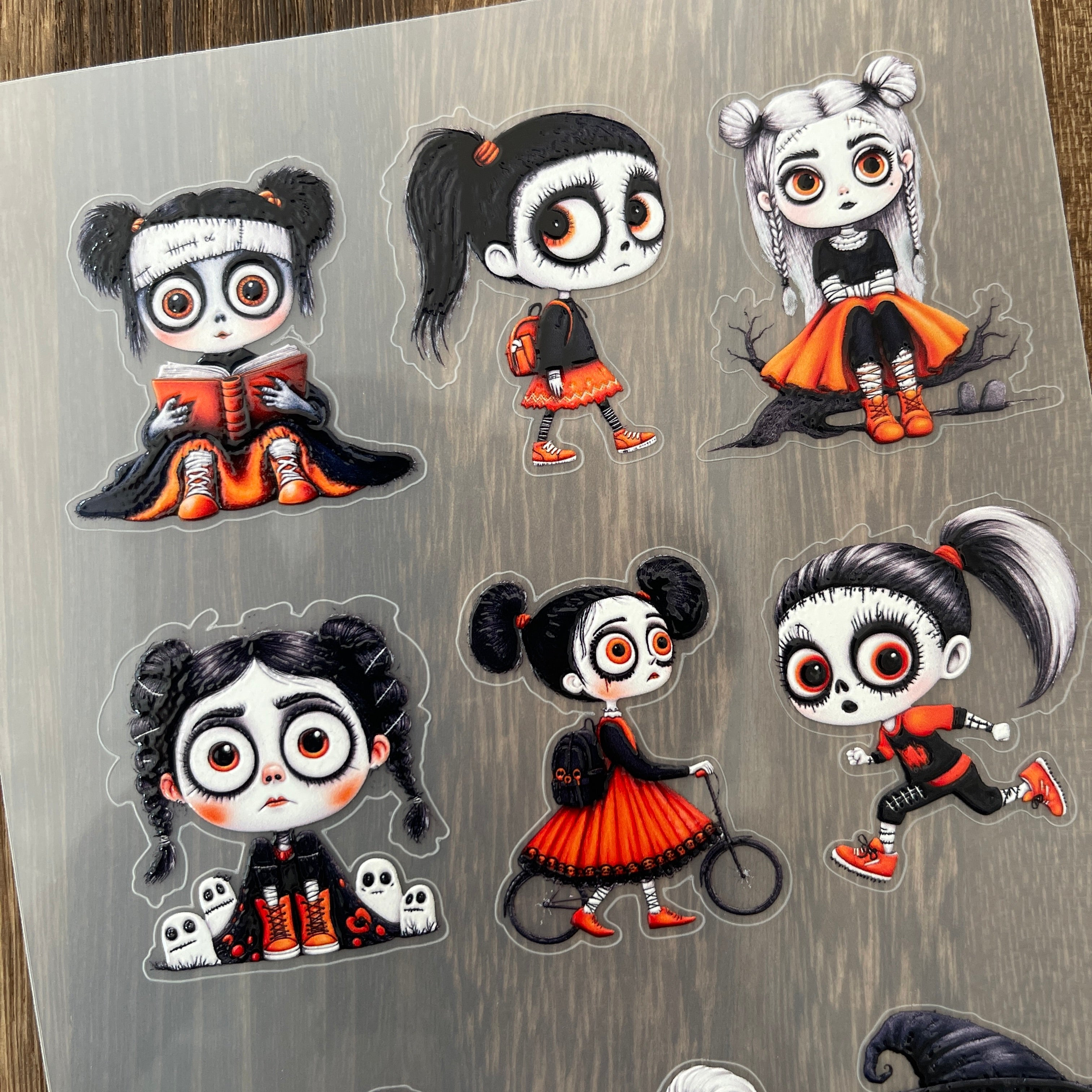 3D Halloween zombie girl PET Stickers 1pcs