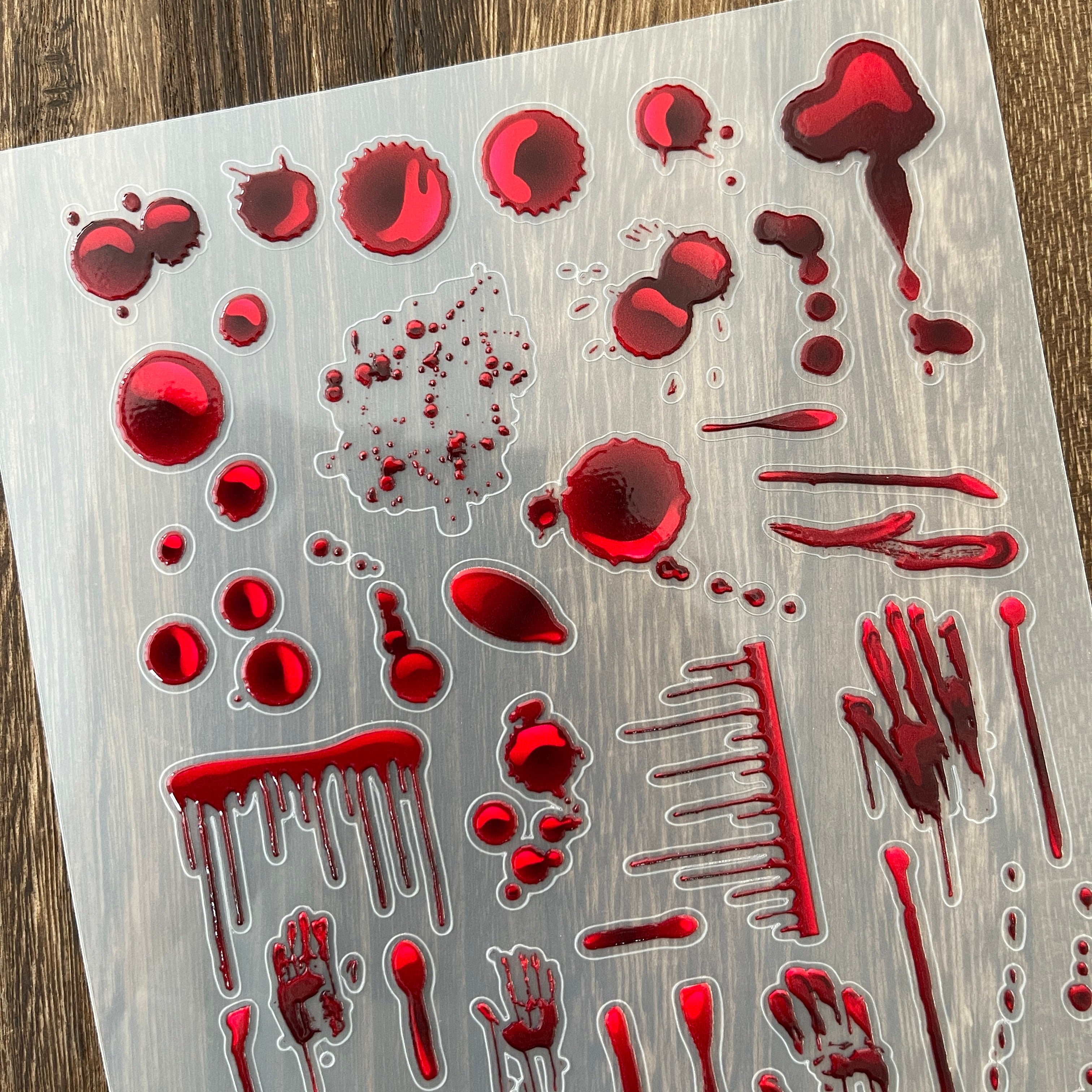 3D Blood spatter PET Stickers 1pcs