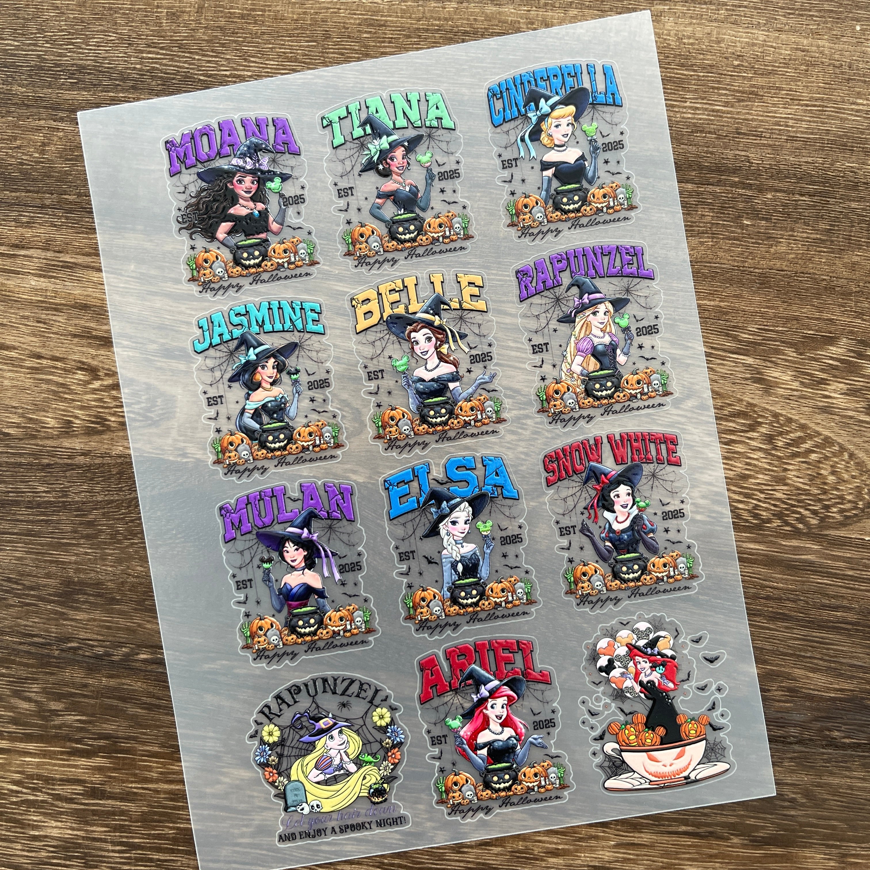 3D Halloween princess PET Stickers 1pcs