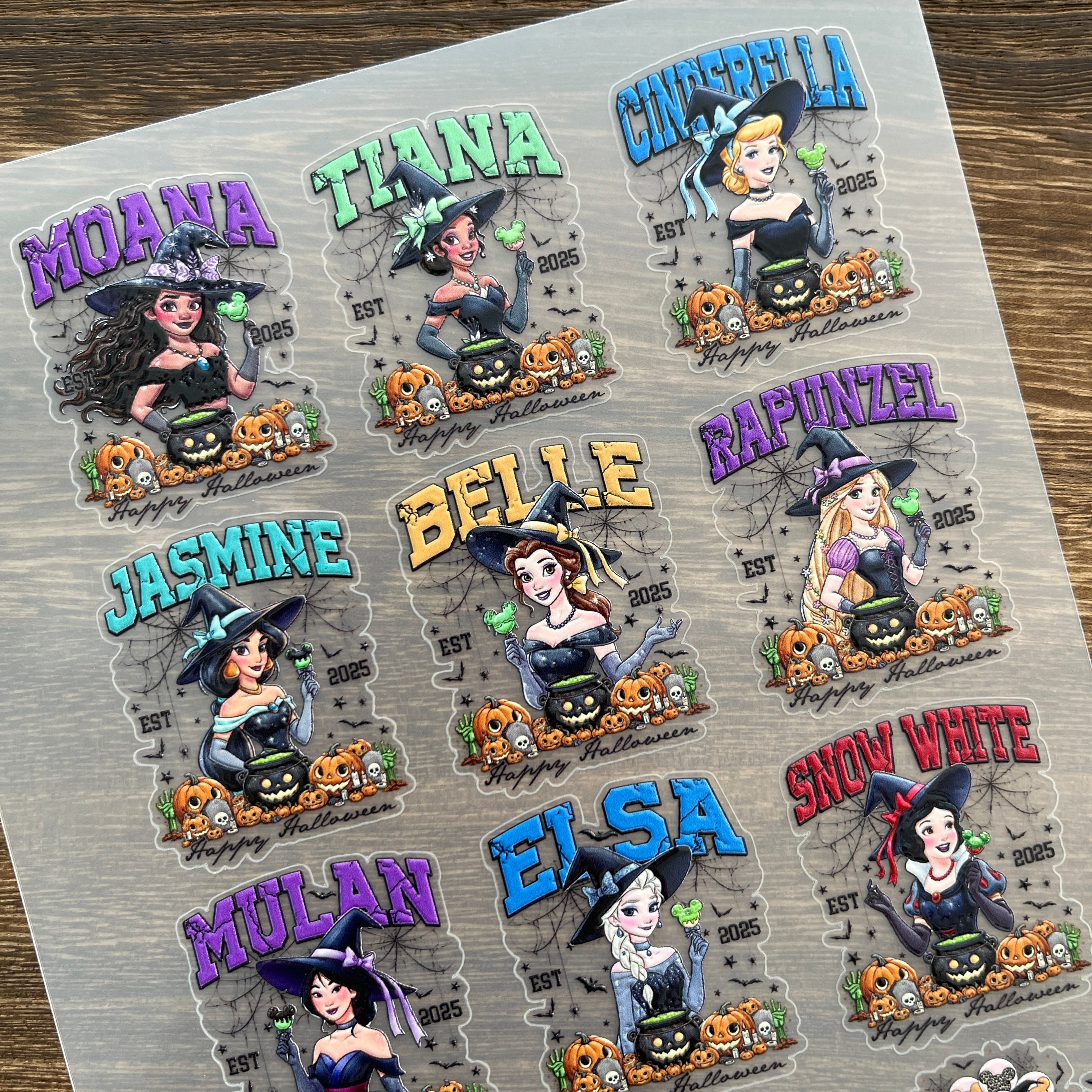 3D Halloween princess PET Stickers 1pcs