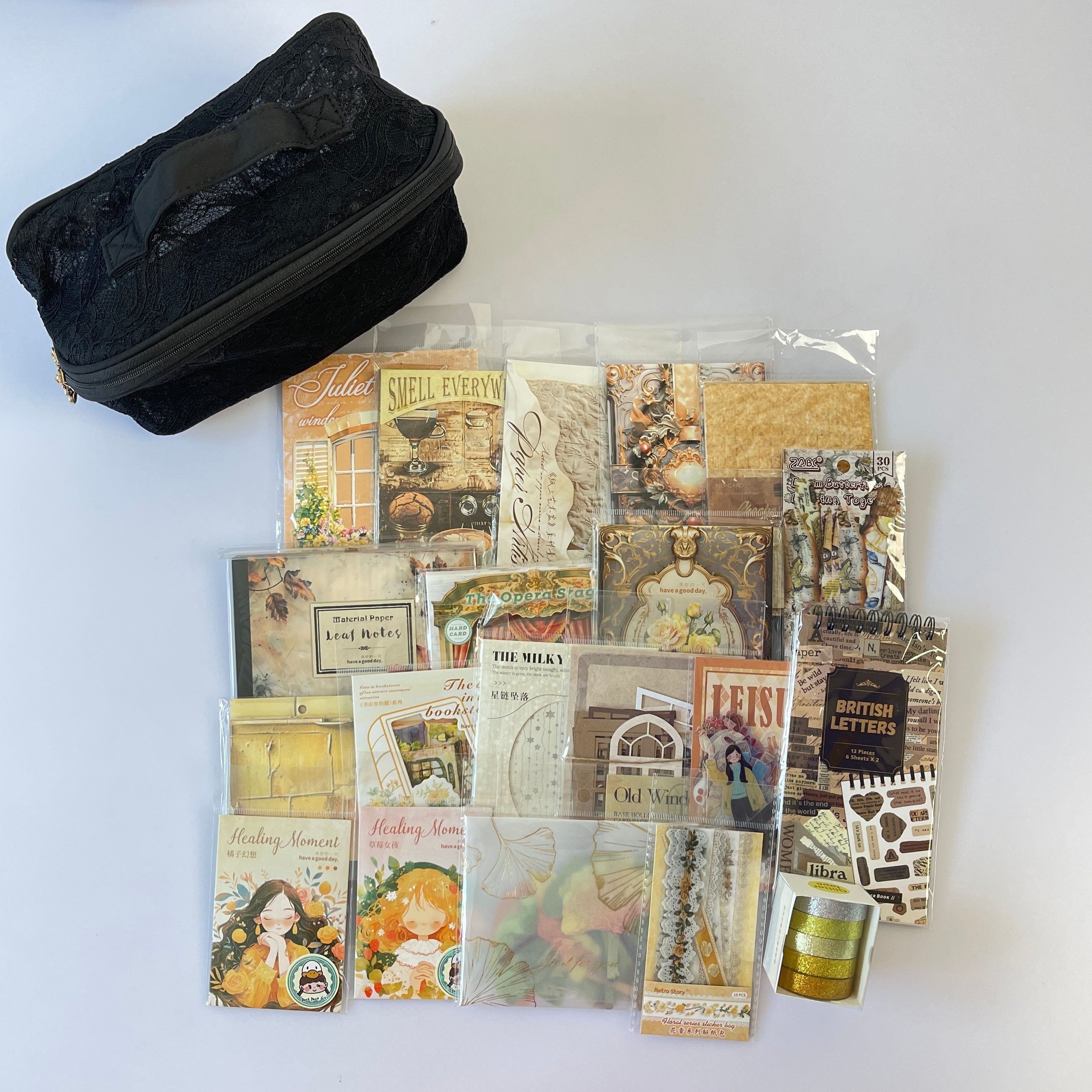 0927 B86 Yellow journaling supplies mixed bundle