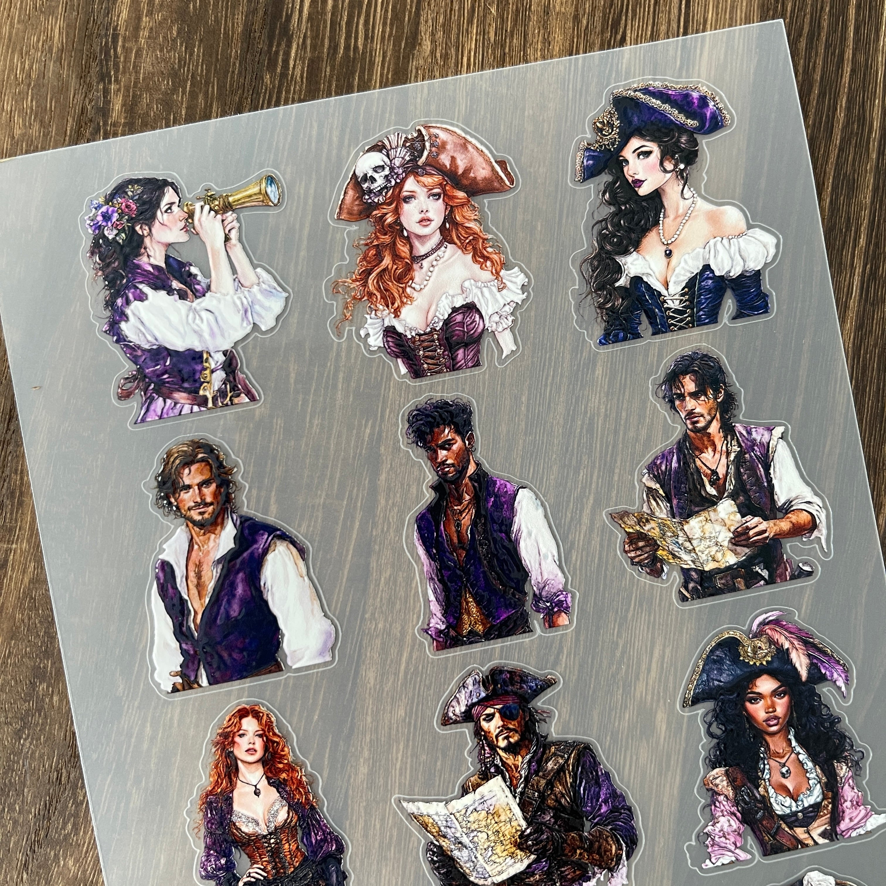 3D Purple pirate PET Stickers 1pcs
