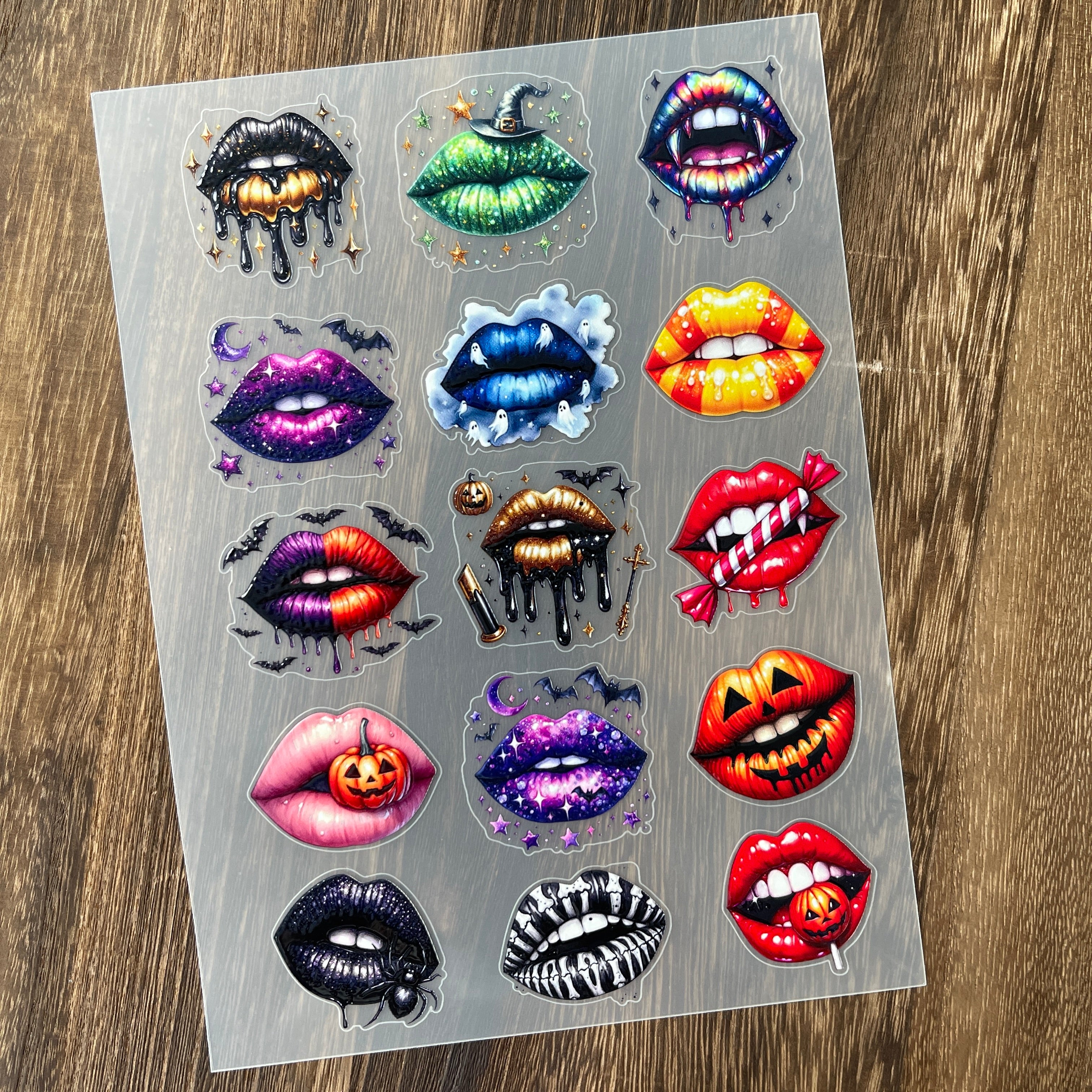 3D Halloween lips PET Stickers 1pcs
