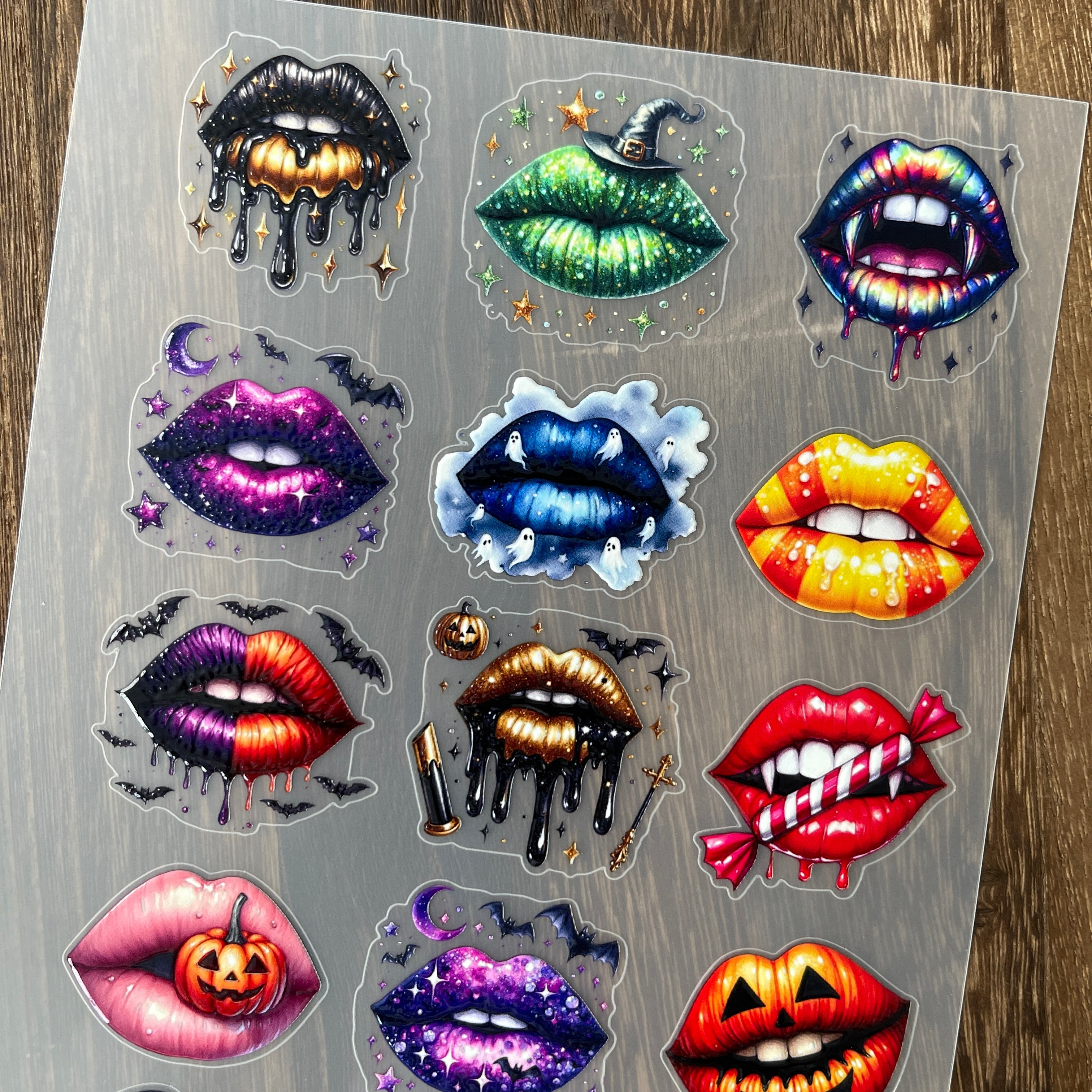 3D Halloween lips PET Stickers 1pcs