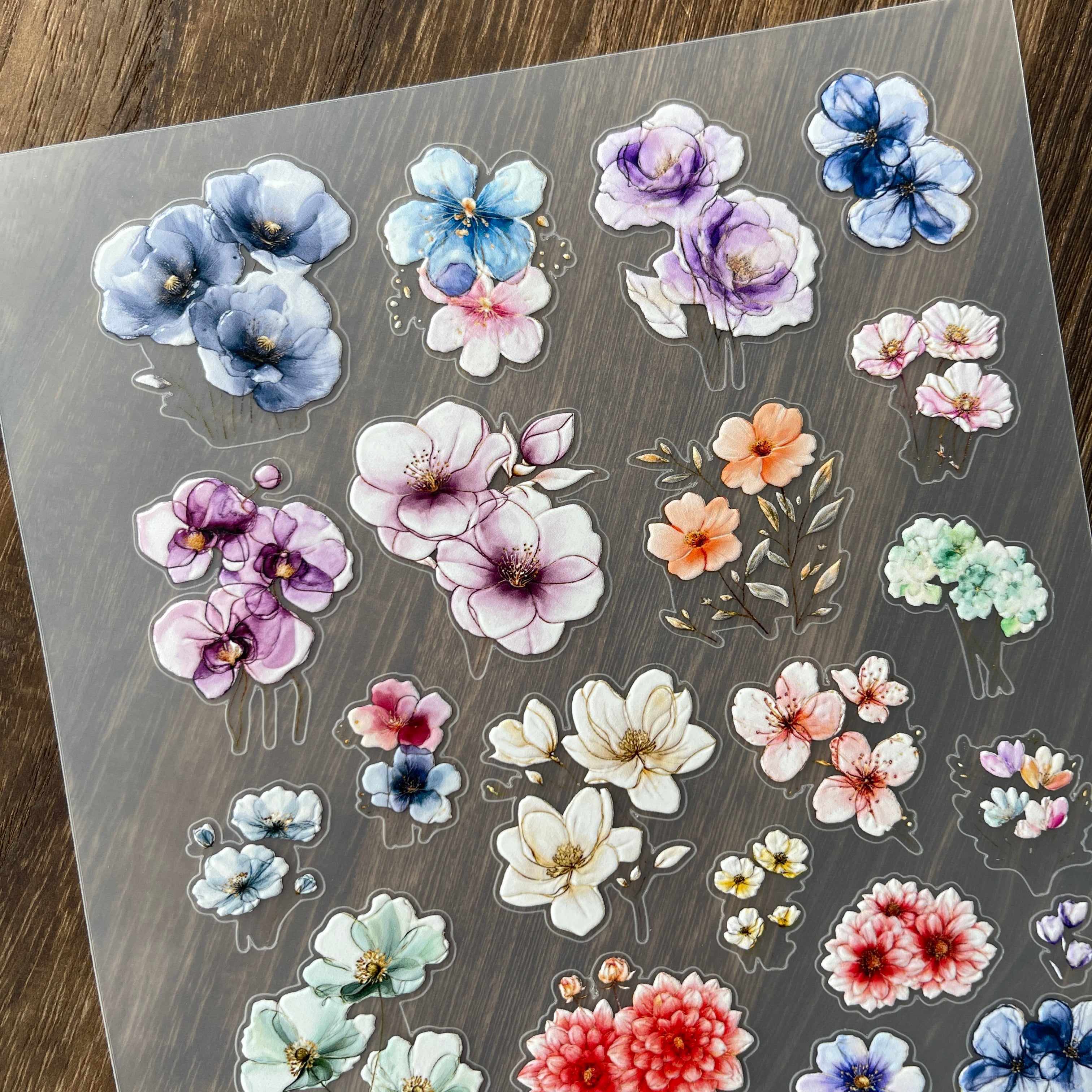 3D Colorful flowers PET Stickers 1pcs