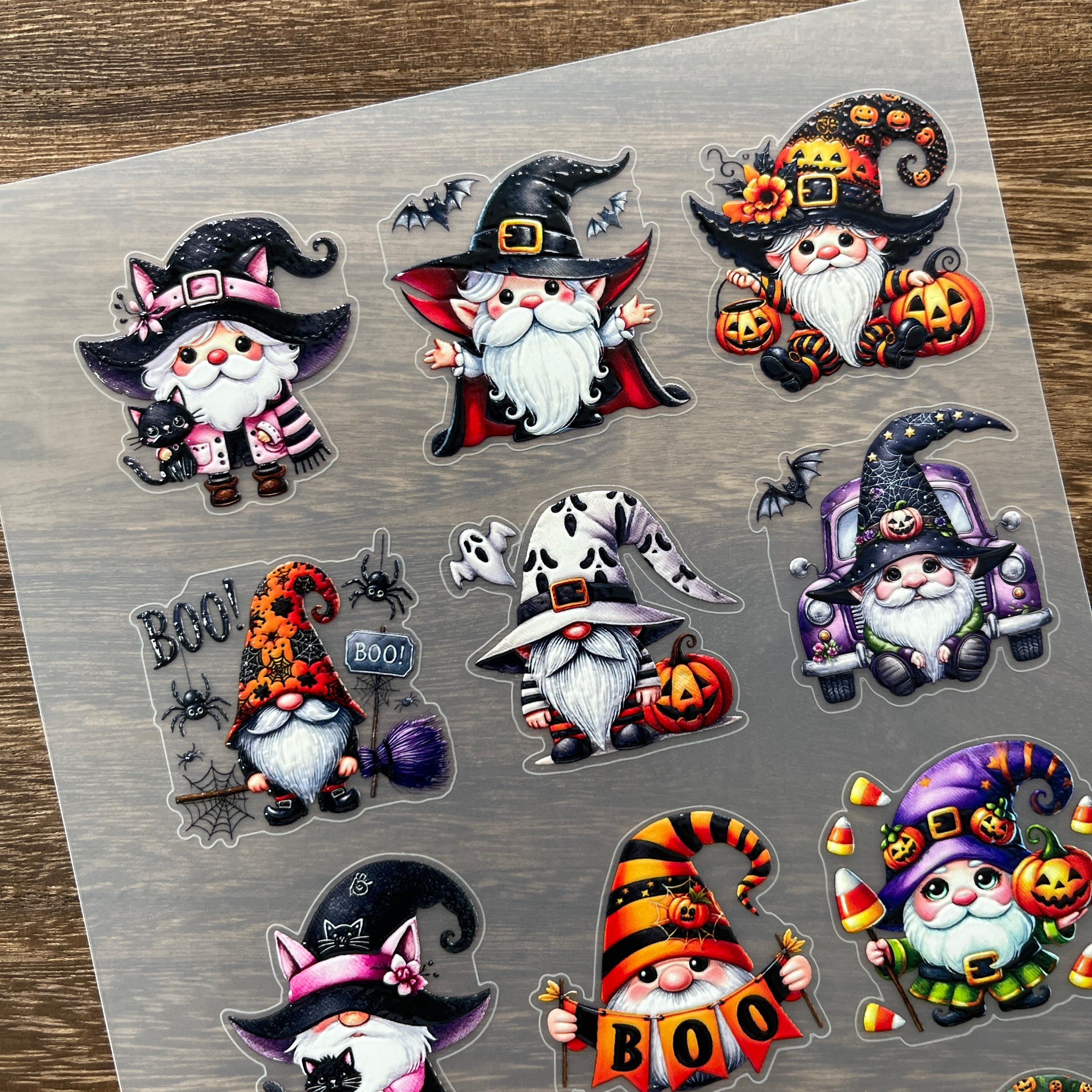 3D Halloween gnome PET Stickers 1pcs