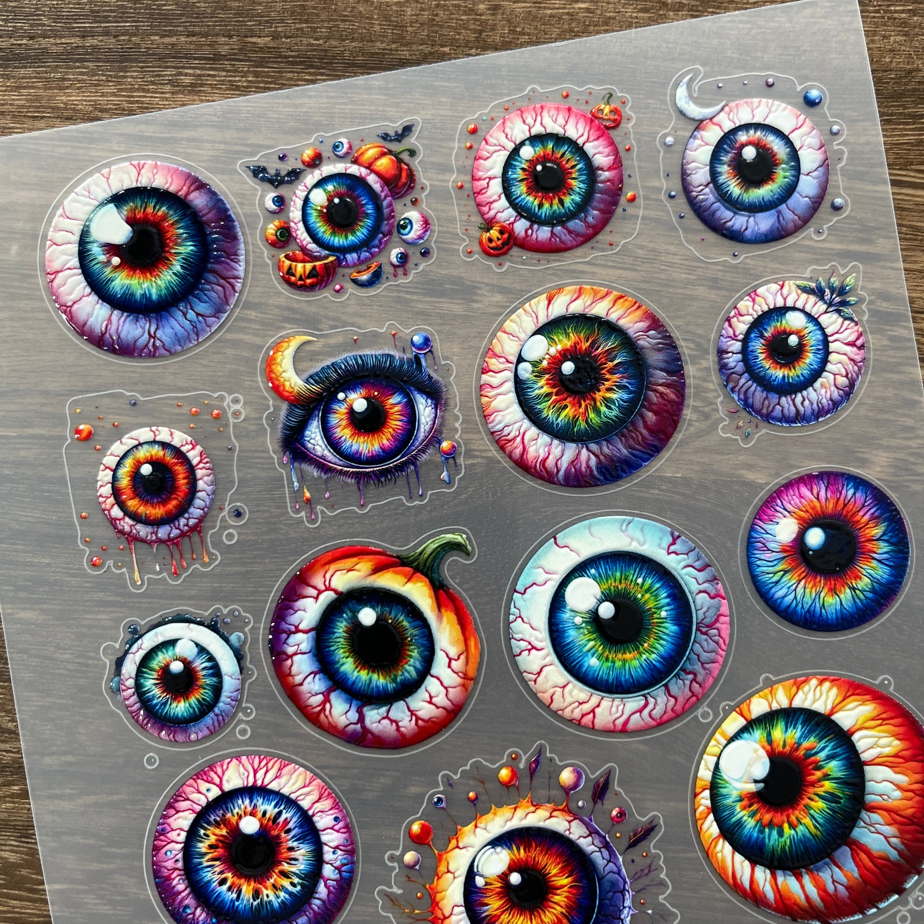 3D Dark Halloween Eyeball PET Stickers 1pcs