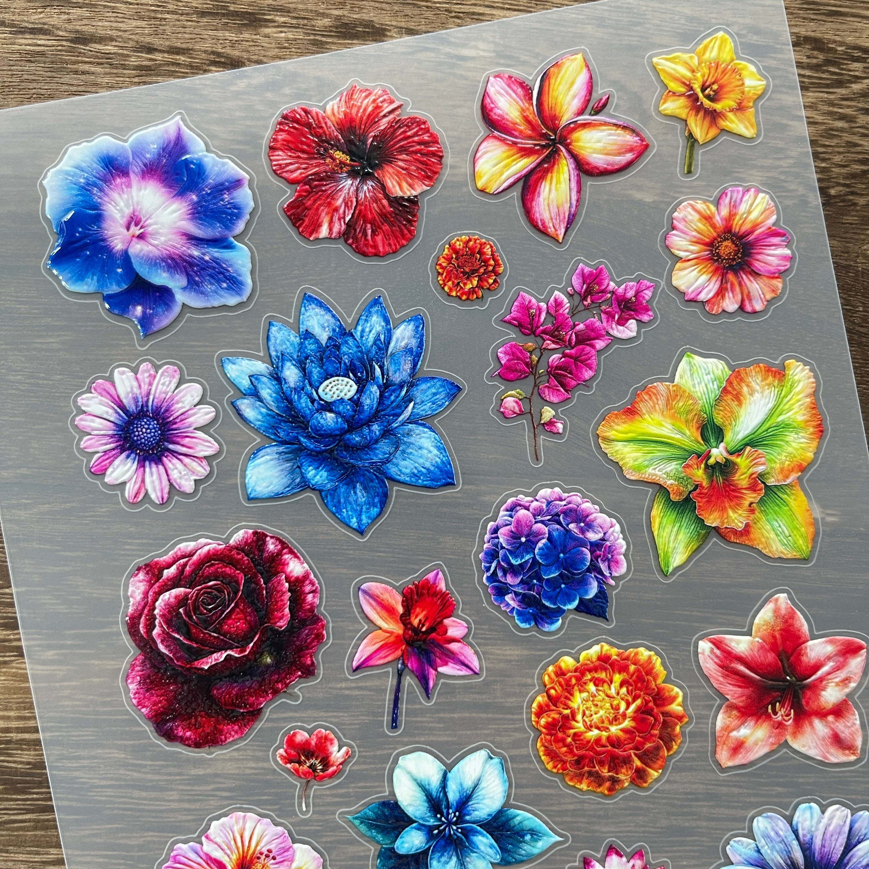 3D Colorful flowers PET Stickers 1pcs