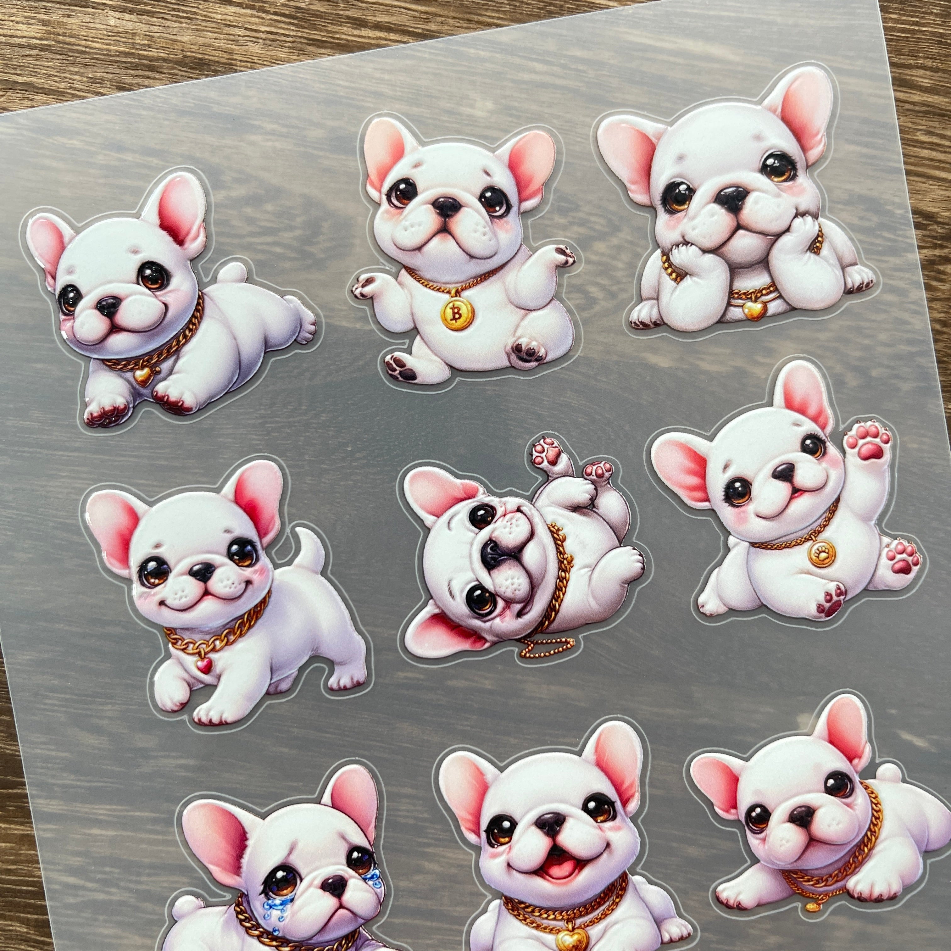 3D White bulldog PET Stickers 1pcs