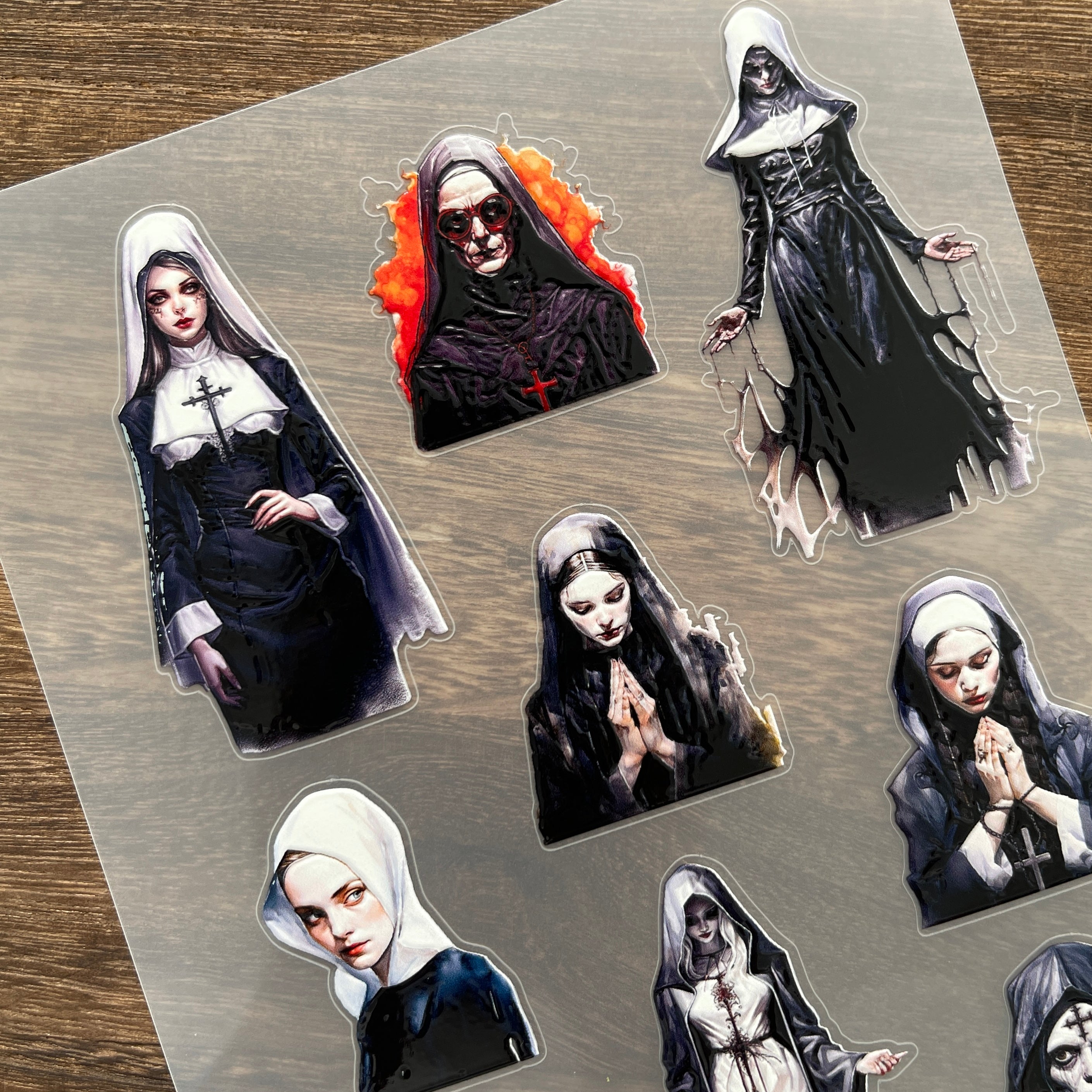 3D Dark nun PET Stickers 1pcs