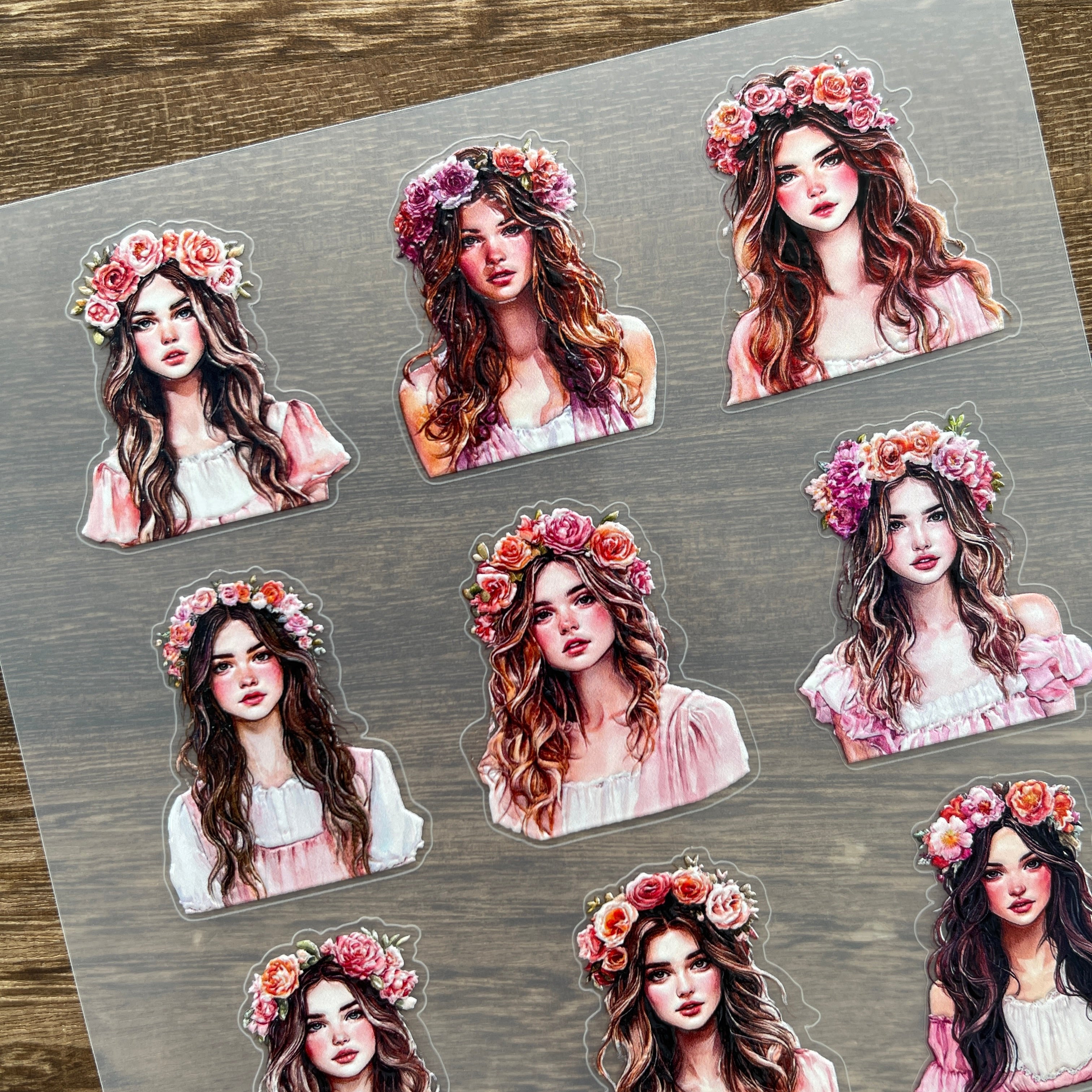 3D Garland Girl PET Stickers 1pcs