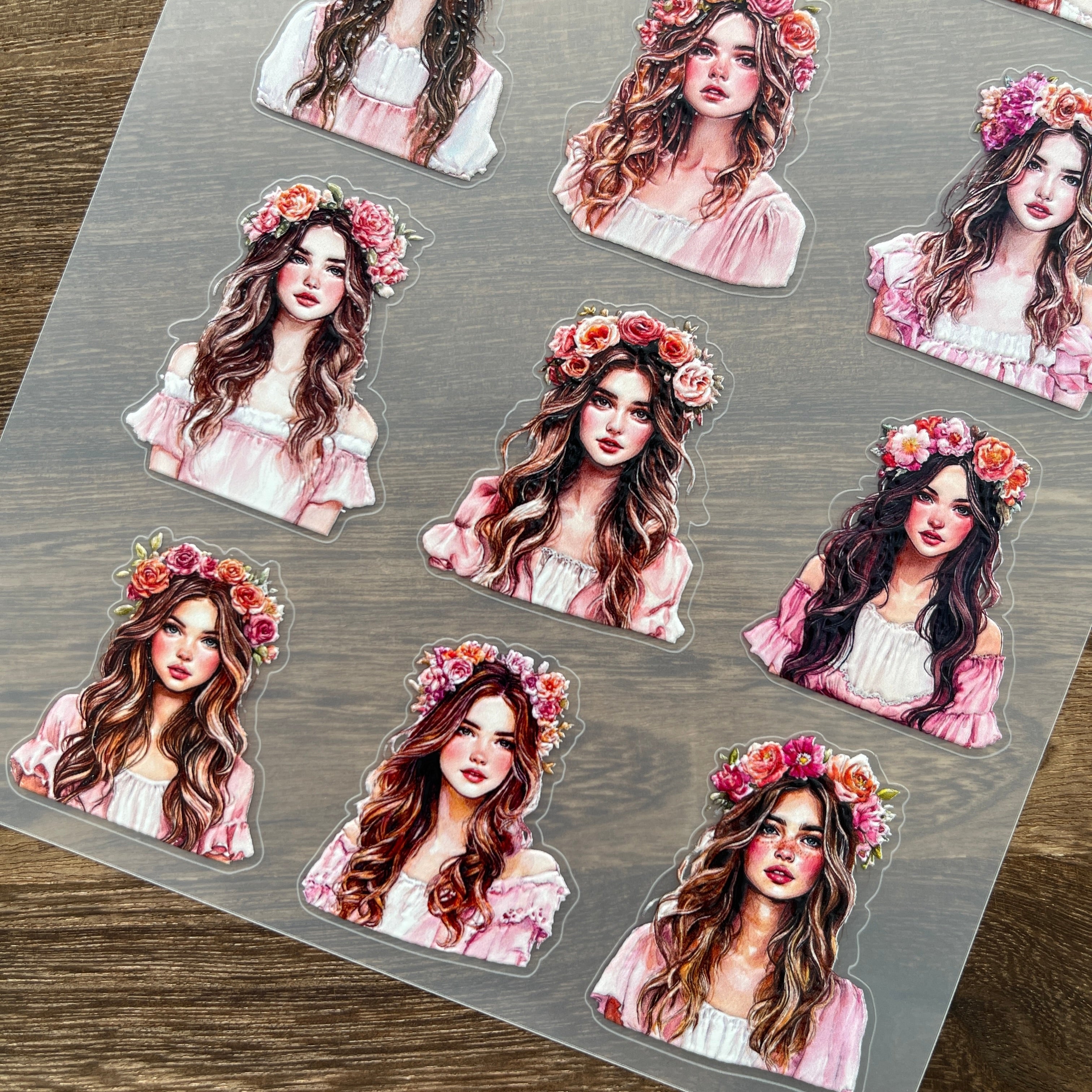 3D Garland Girl PET Stickers 1pcs