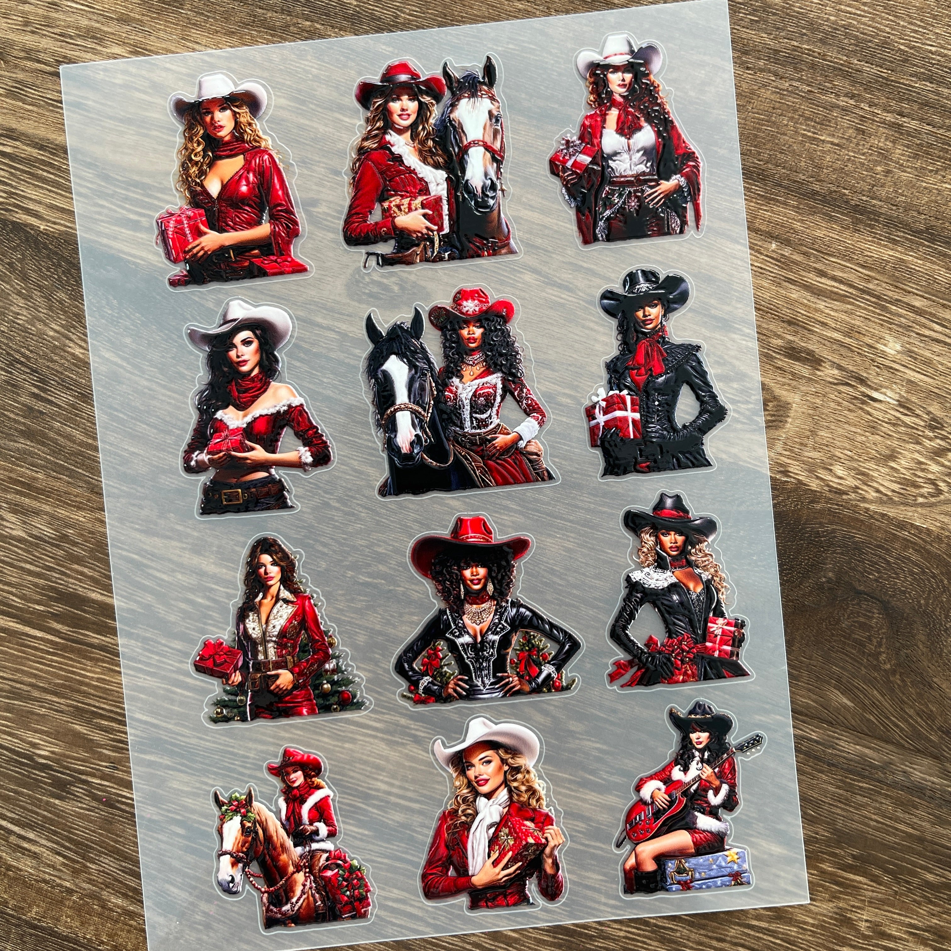 3D Christmas girl PET Stickers 1pcs