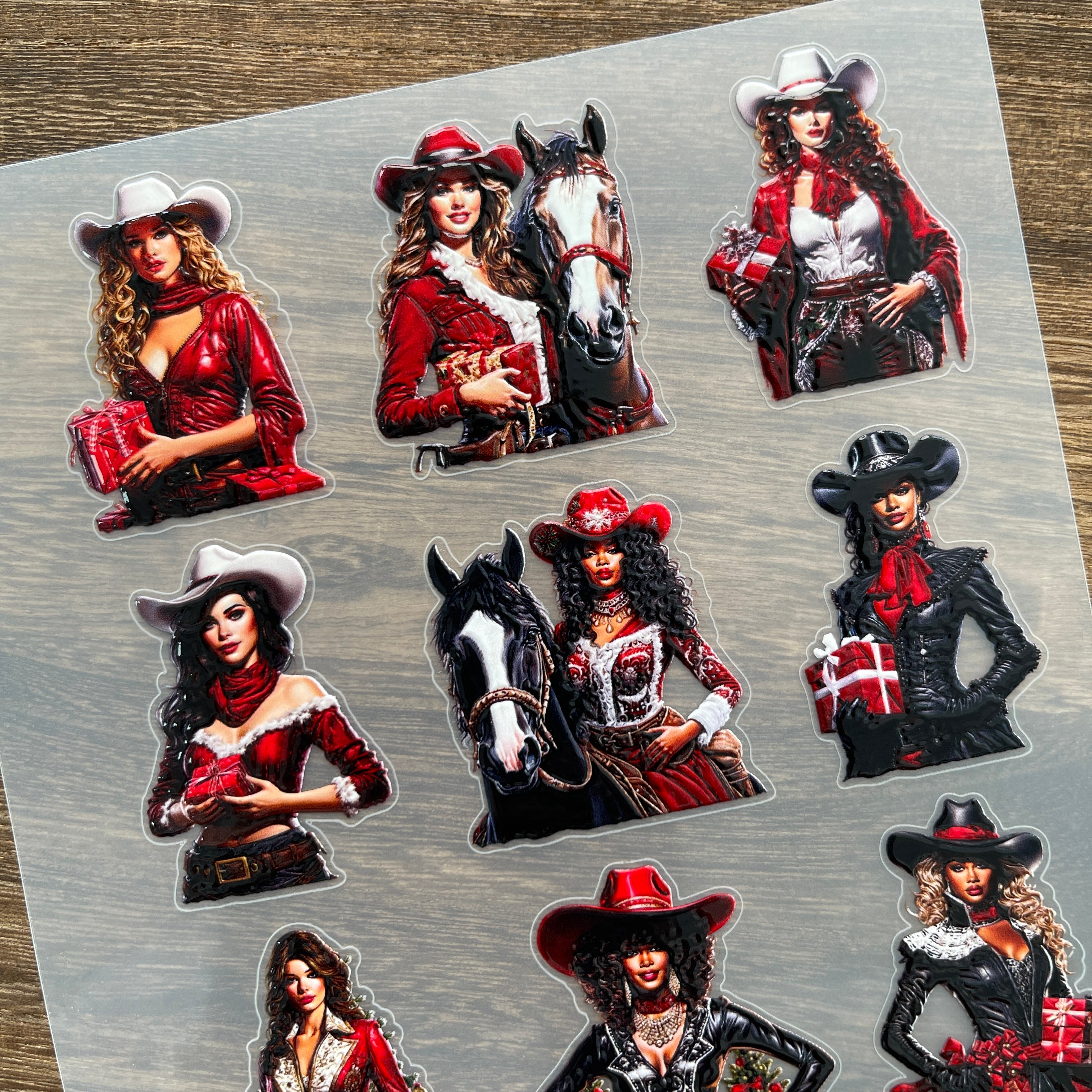 3D Christmas girl PET Stickers 1pcs