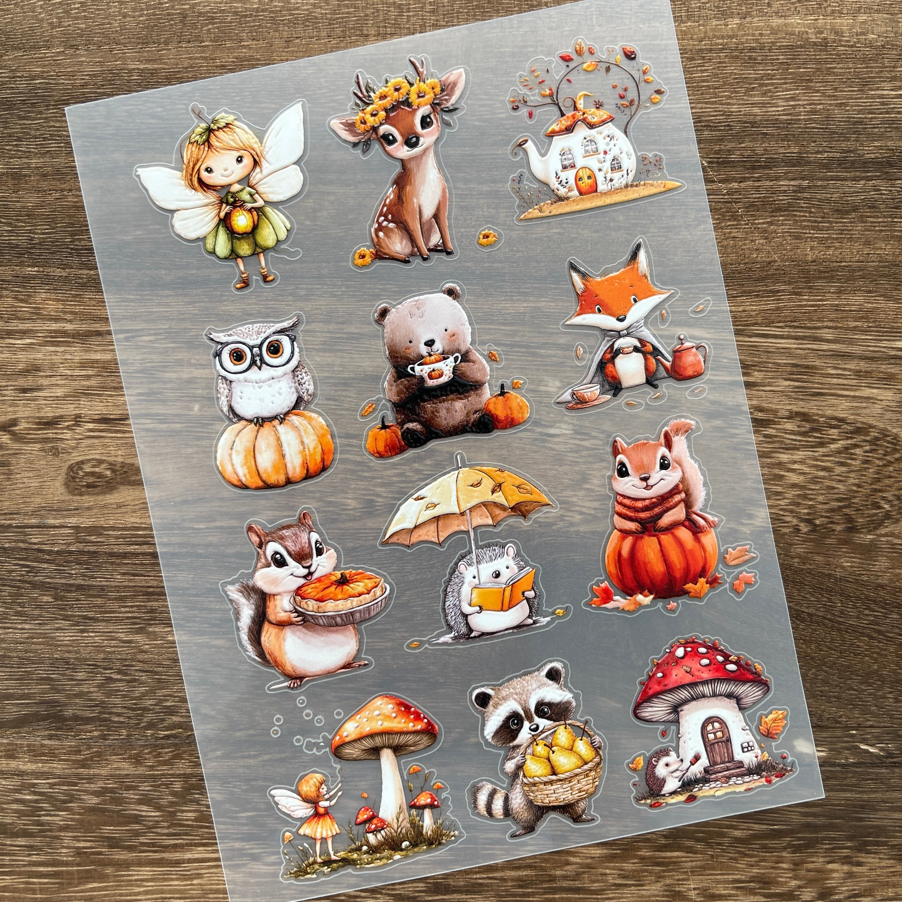 3D Autumn fairy tale PET Stickers 1pcs
